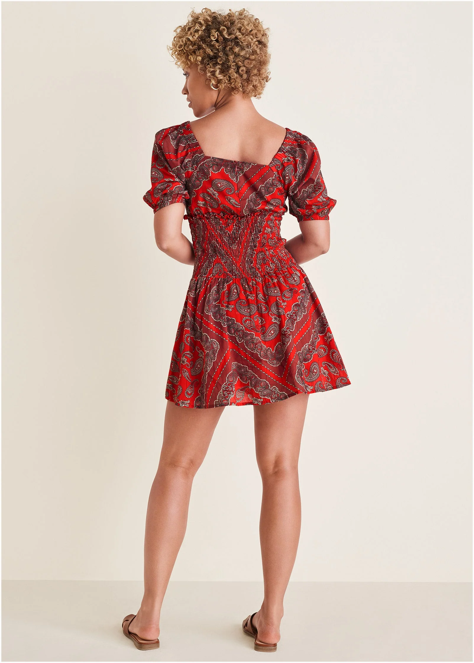 Cotton Voile Mini Dress - Bandana Red - Image 3