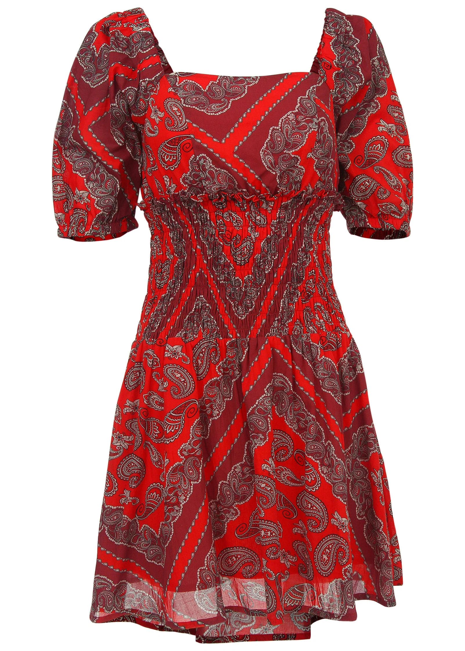 Cotton Voile Mini Dress - Bandana Red - Image 4