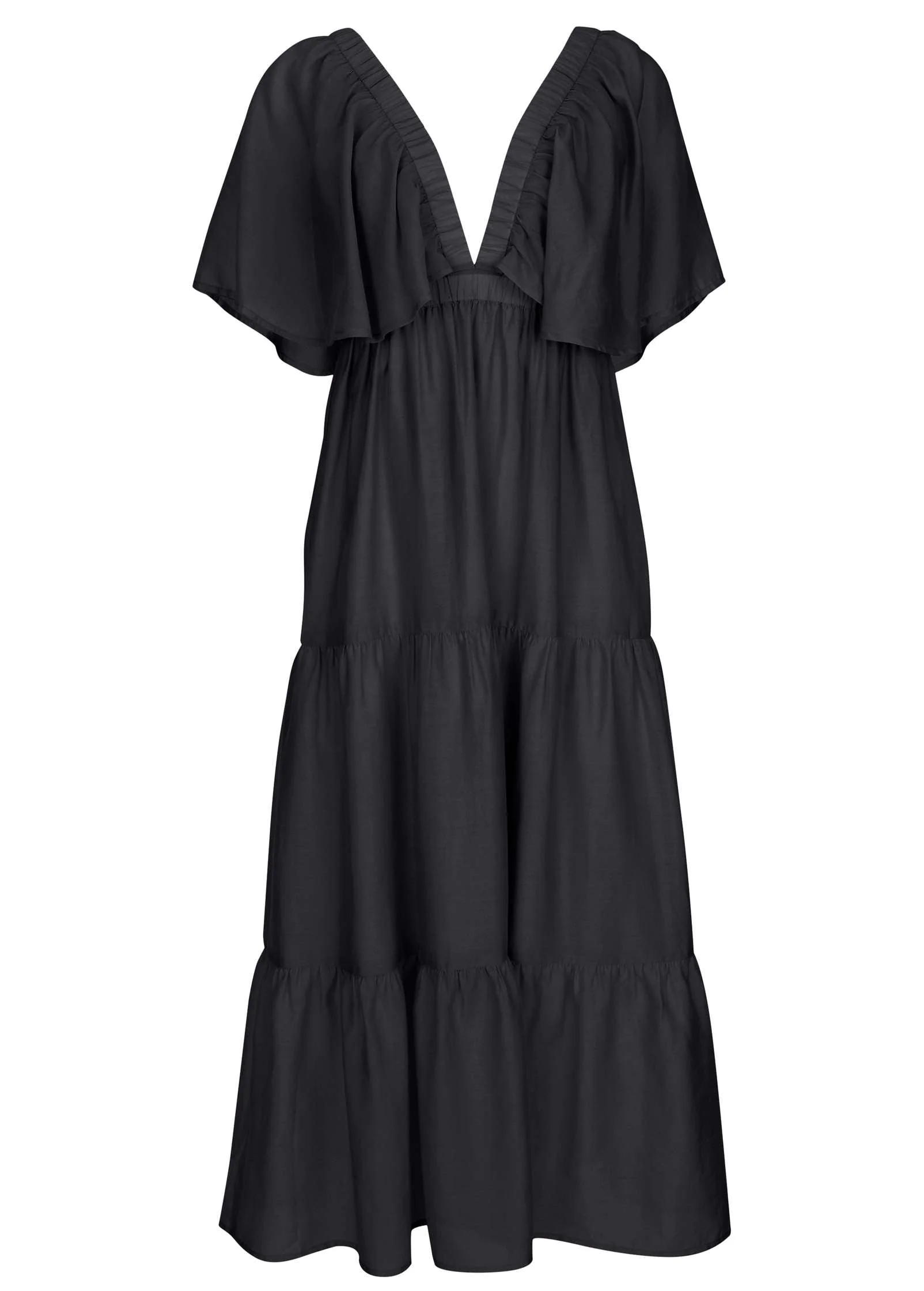 Crinkle Midi Dress - Black - Image 4