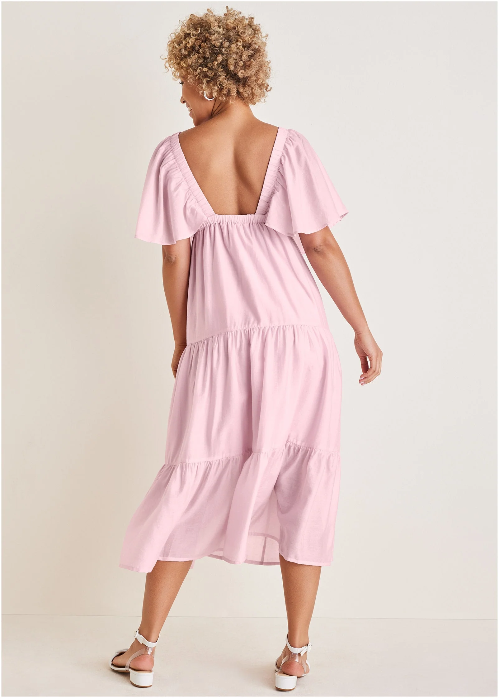 Crinkle Midi Dress - Lilac - Image 2