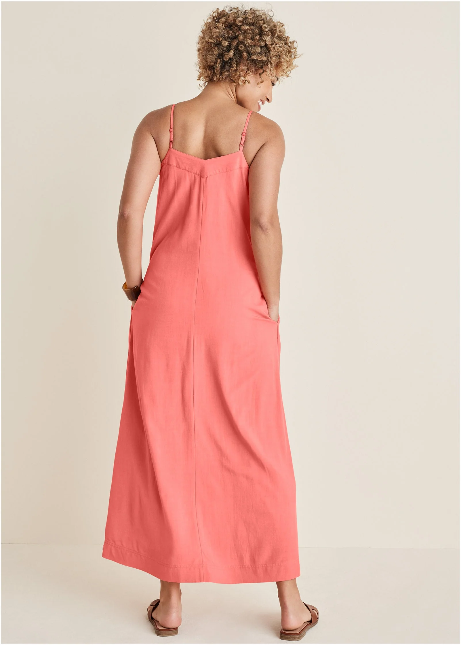 V-Neck Maxi Dress - Coral - Image 2