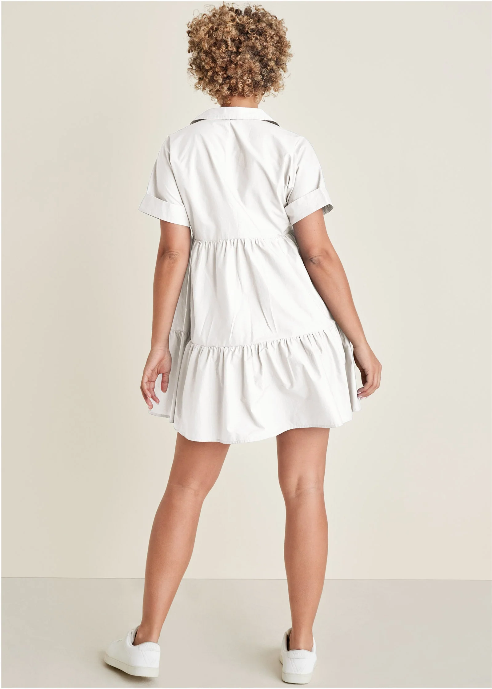 Cotton Poplin Tiered Dress - Cloud Dancer - Image 2
