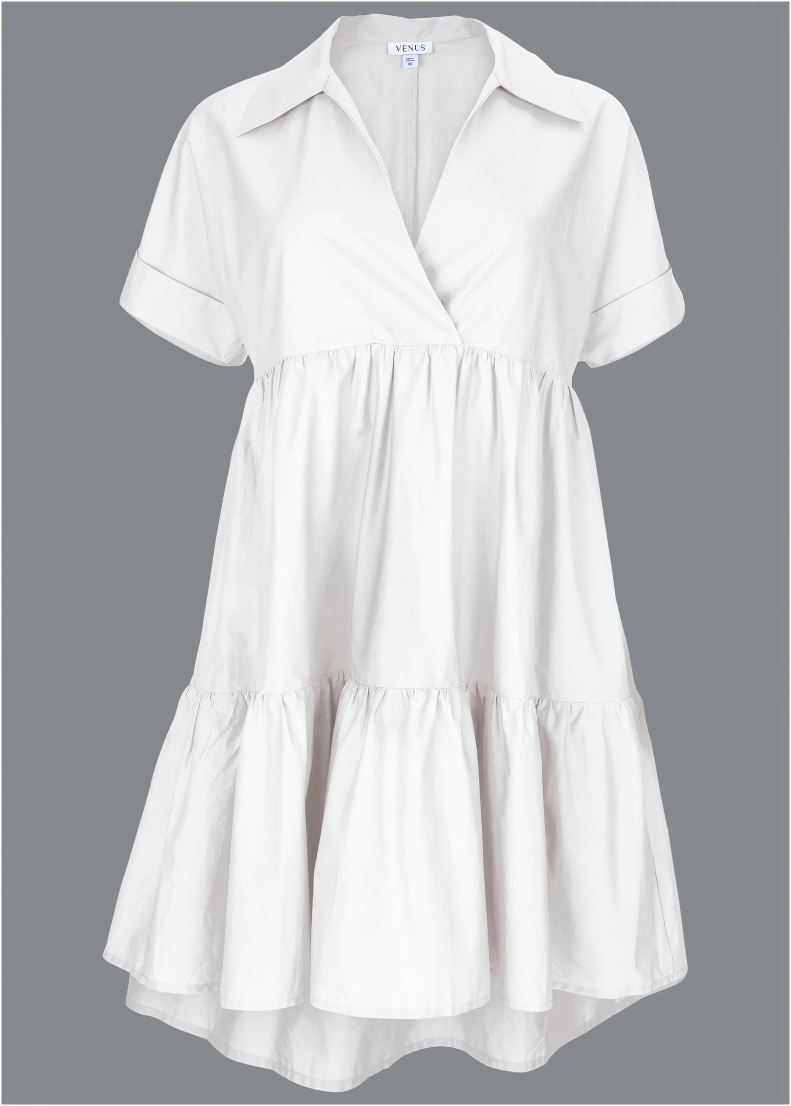 Cotton Poplin Tiered Dress - Cloud Dancer - Image 3