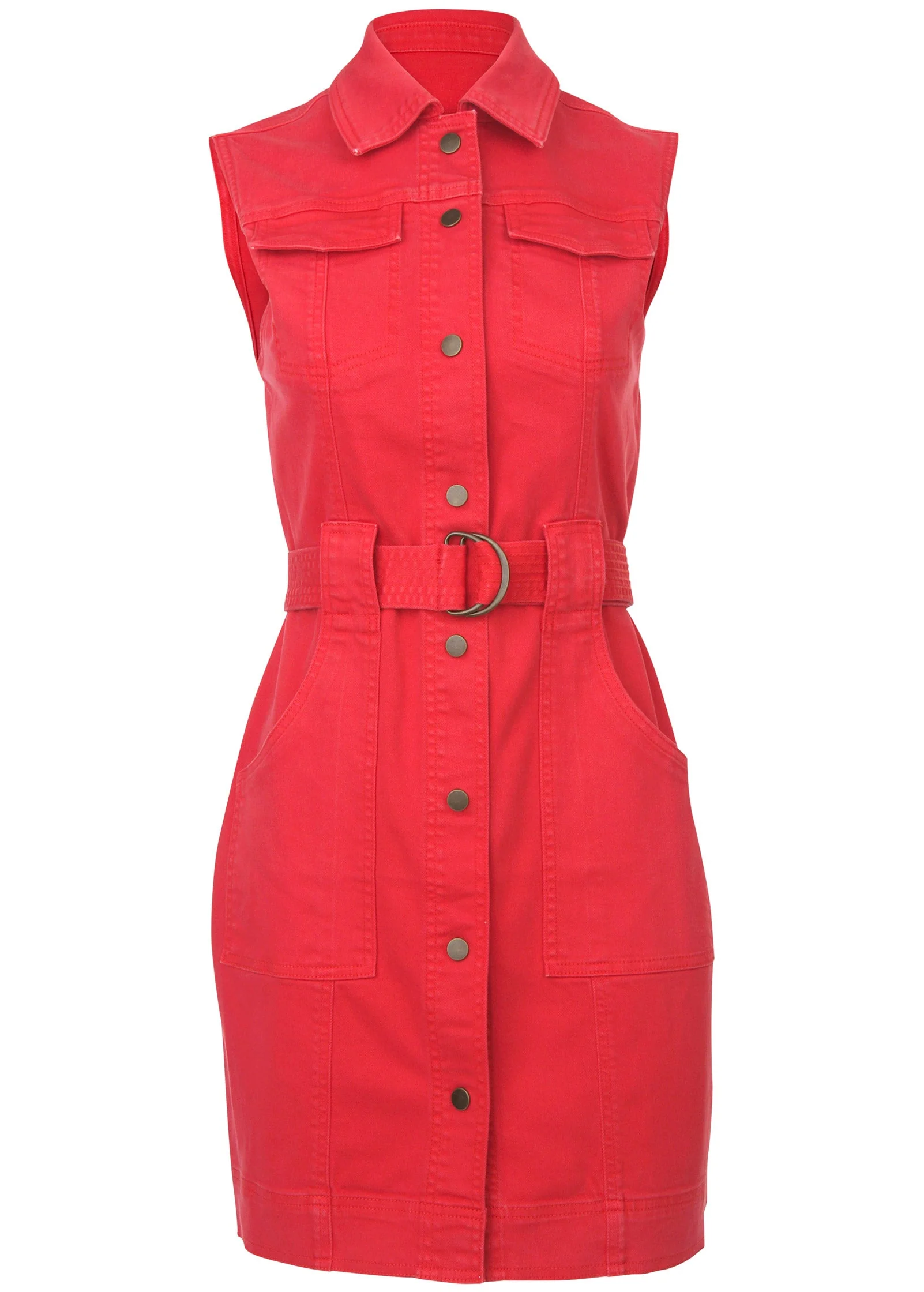 Colored Twill Utility Dress - Scarlet - Image 4