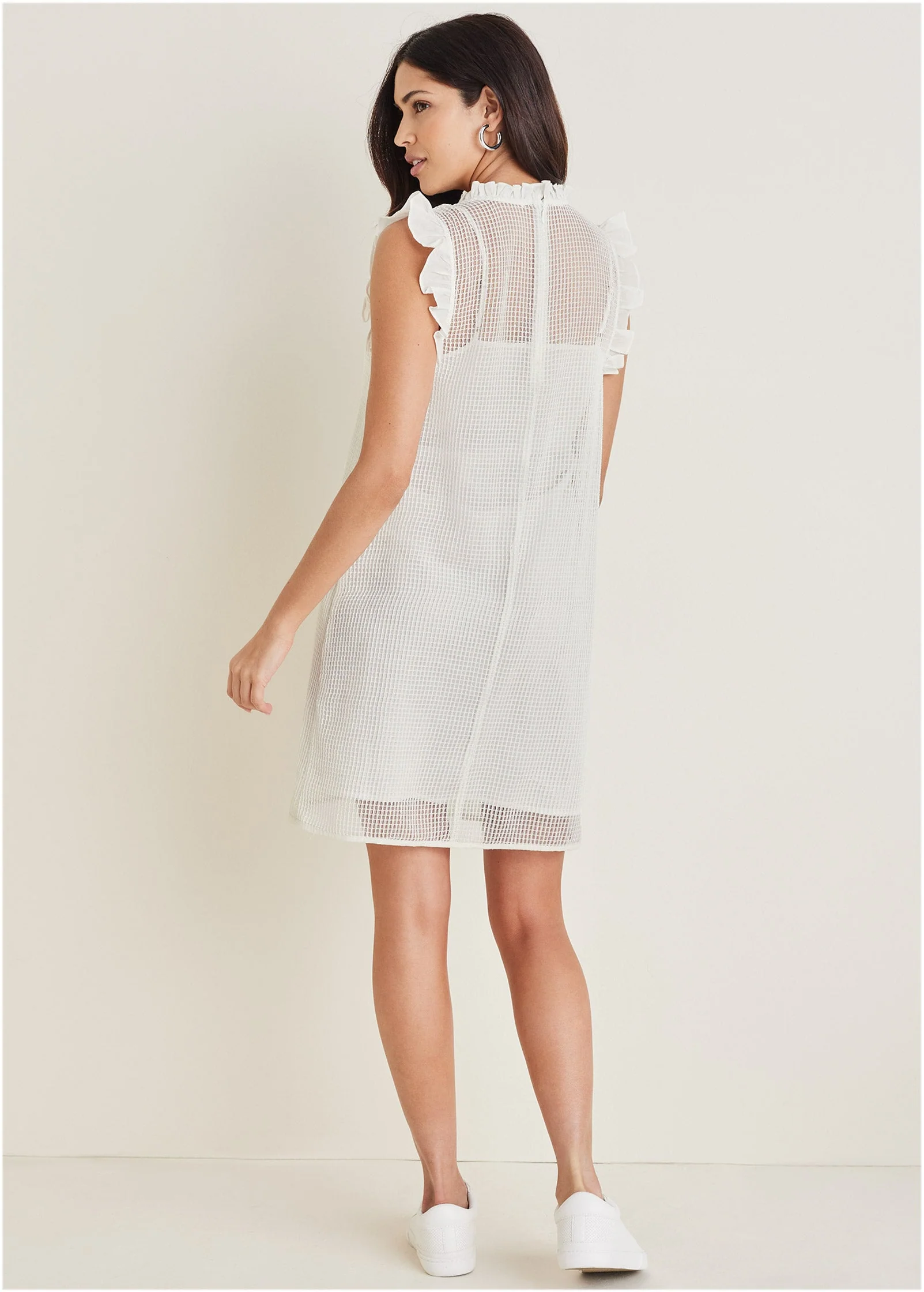 Diamond Lace Ruffle Dress - Cloud Dancer - Image 2