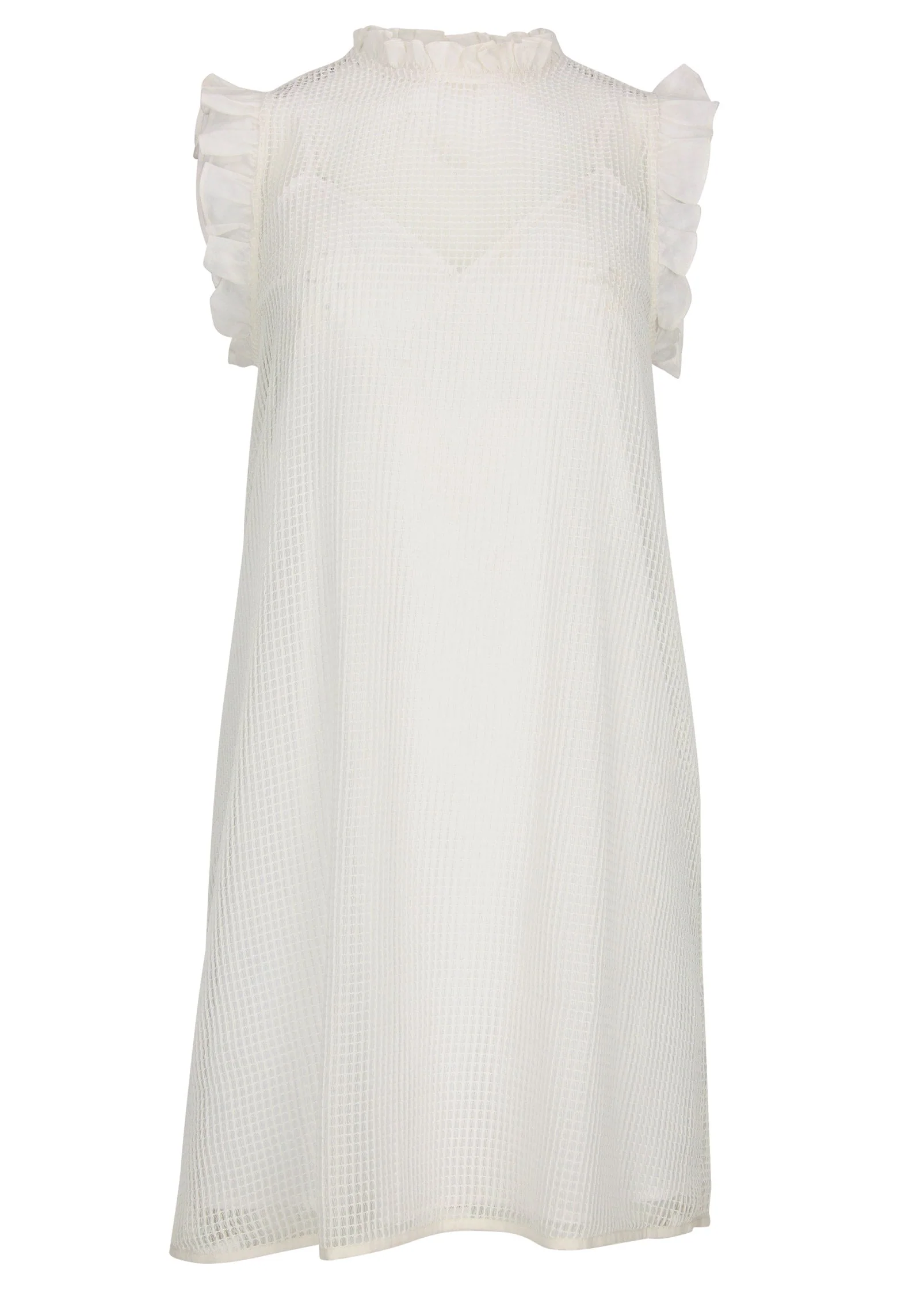 Diamond Lace Ruffle Dress - Cloud Dancer - Image 4