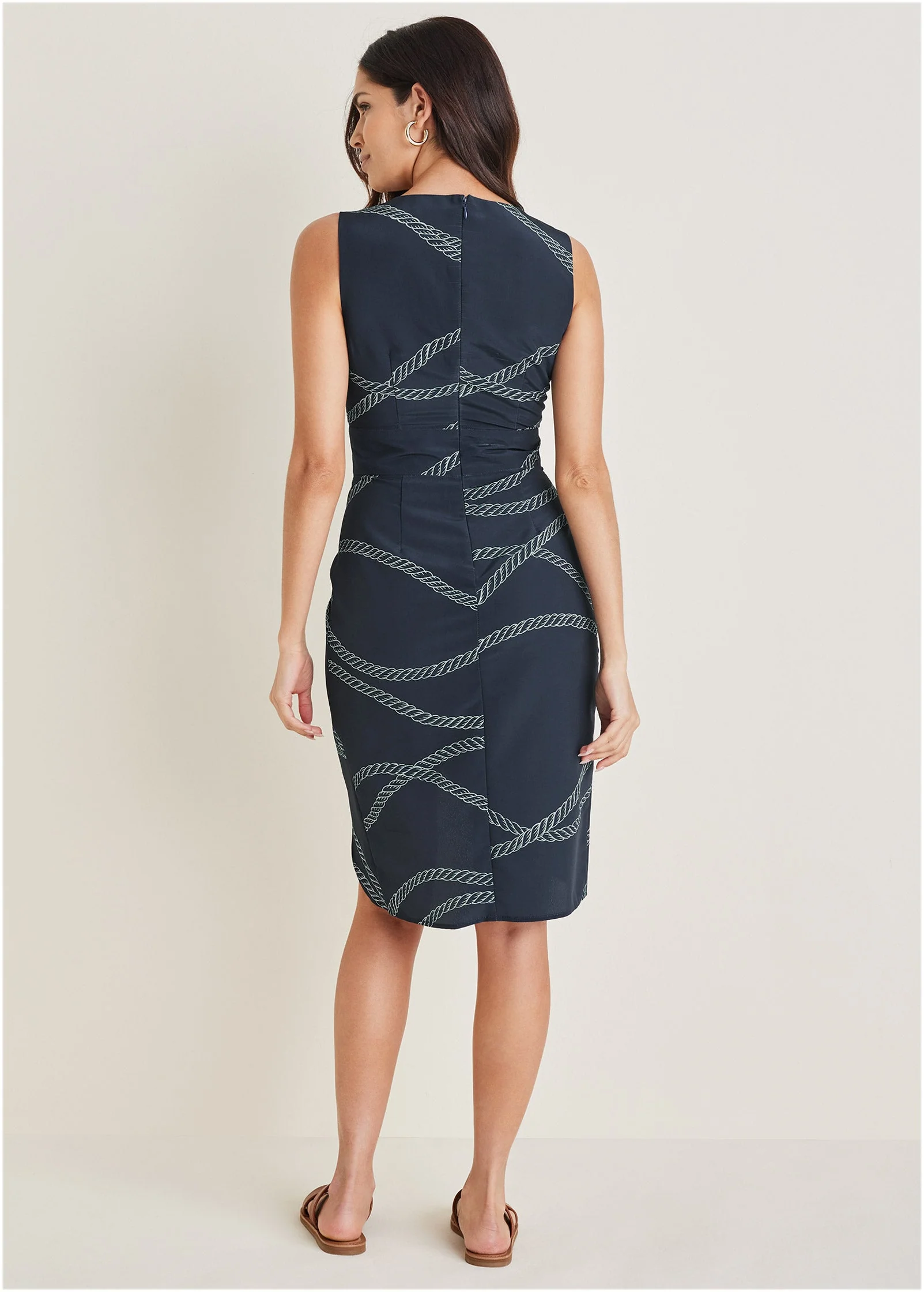 Ruched Side High Low Dress - Yacht Rope Print - Image 2