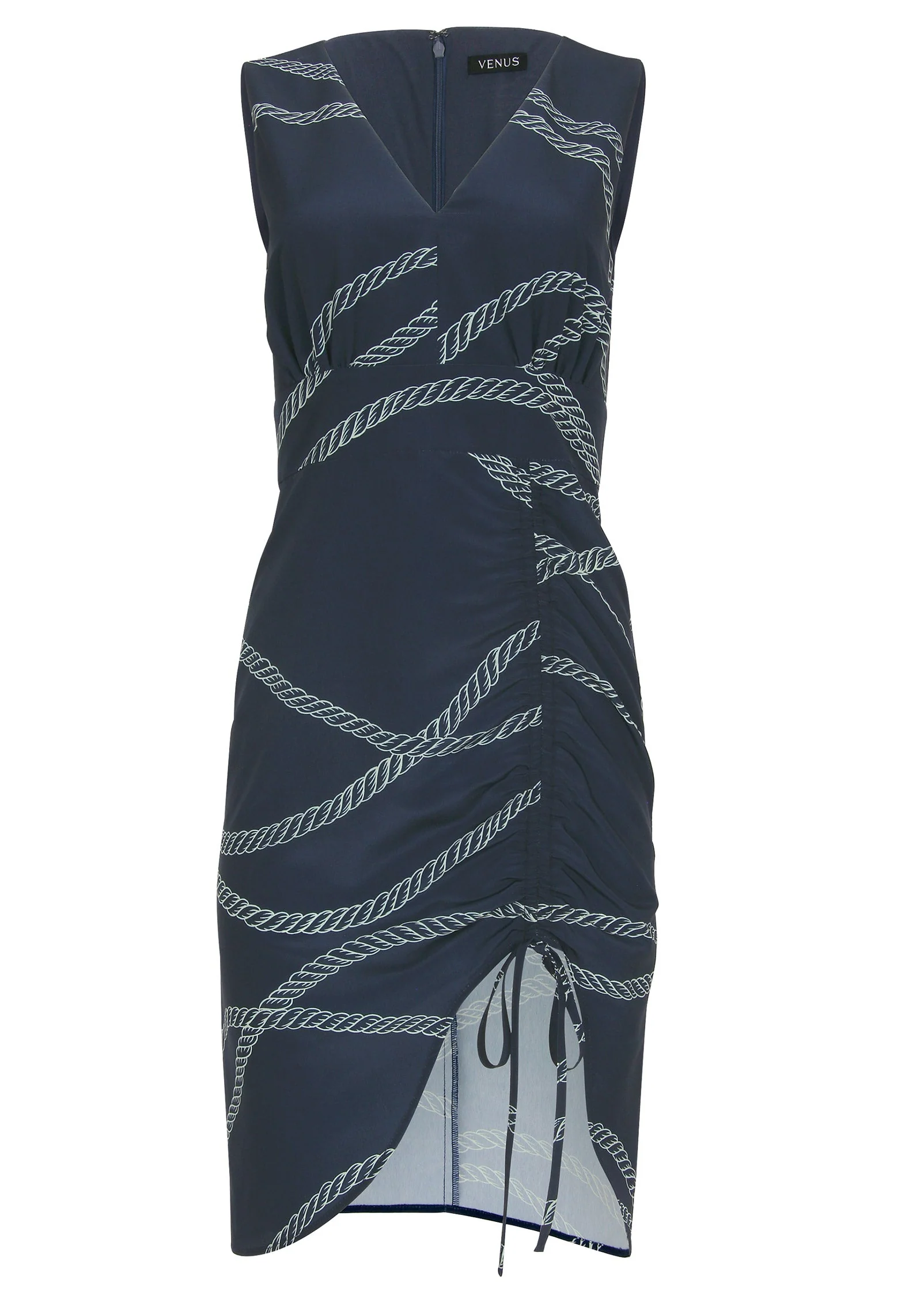 Ruched Side High Low Dress - Yacht Rope Print - Image 4