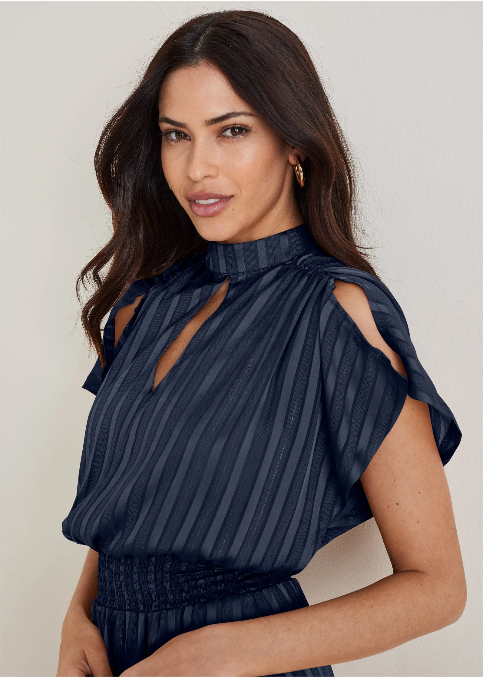 High Neck Mini Dress - Navy - Image 4
