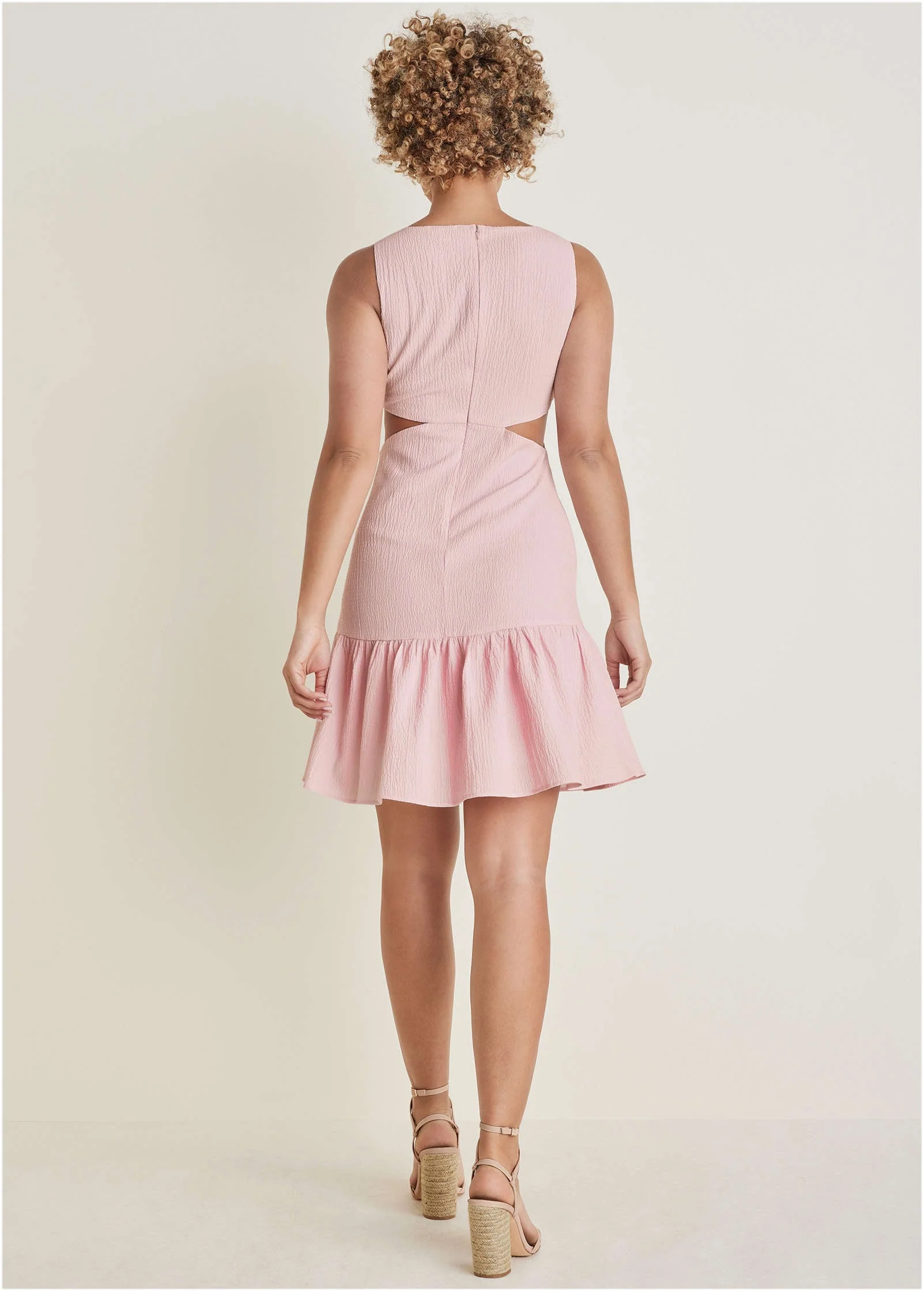 Fluted Satin Mini Dress - Lilac - Image 2