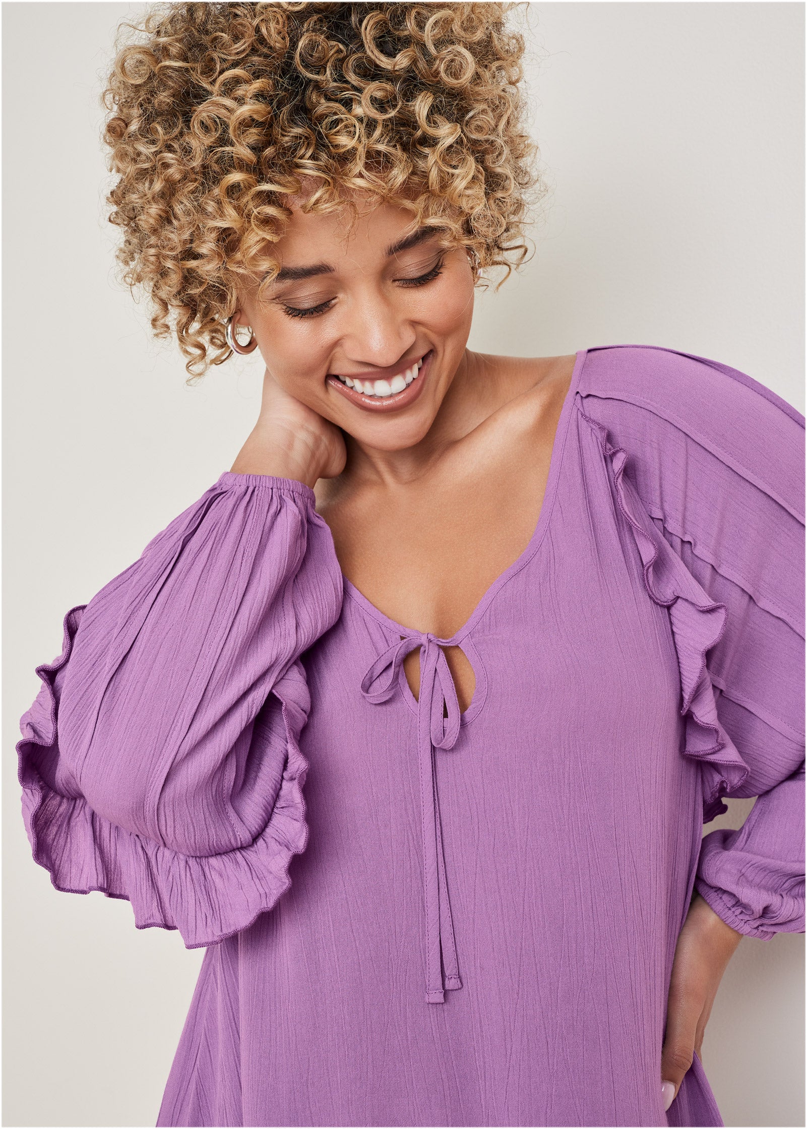 Ruffle Mini Dress - Purple - Image 5