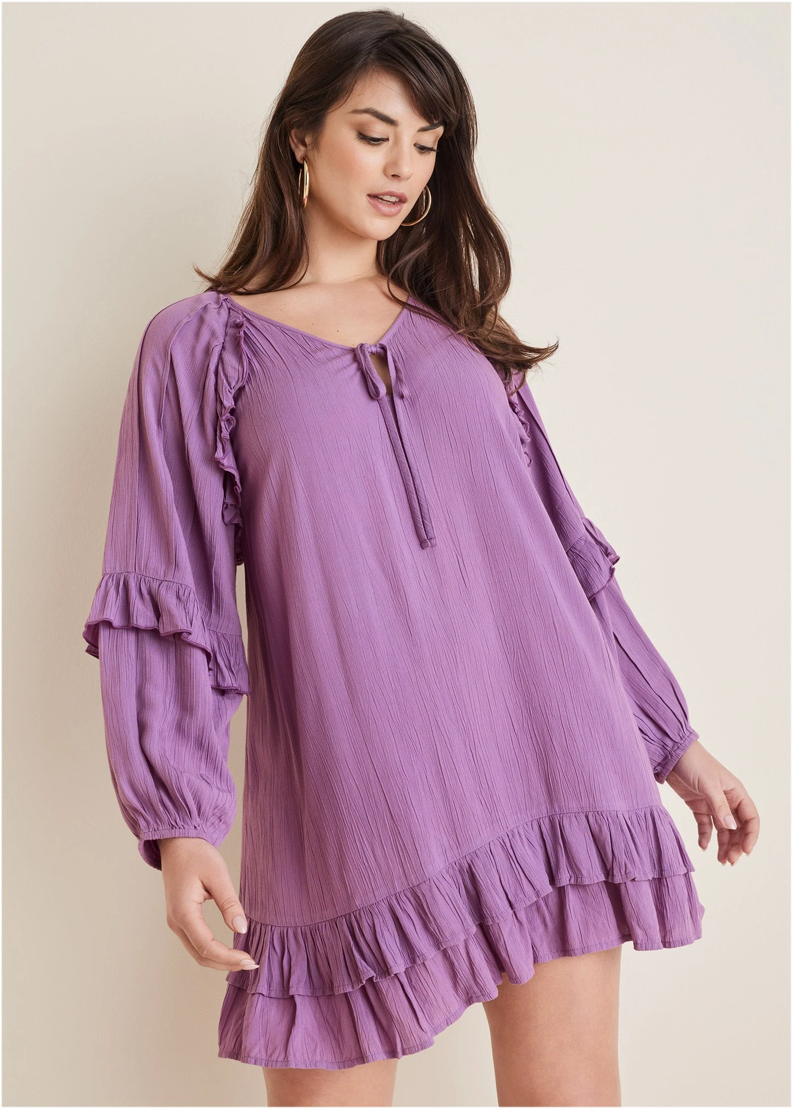 Ruffle Mini Dress - Purple - Image 6