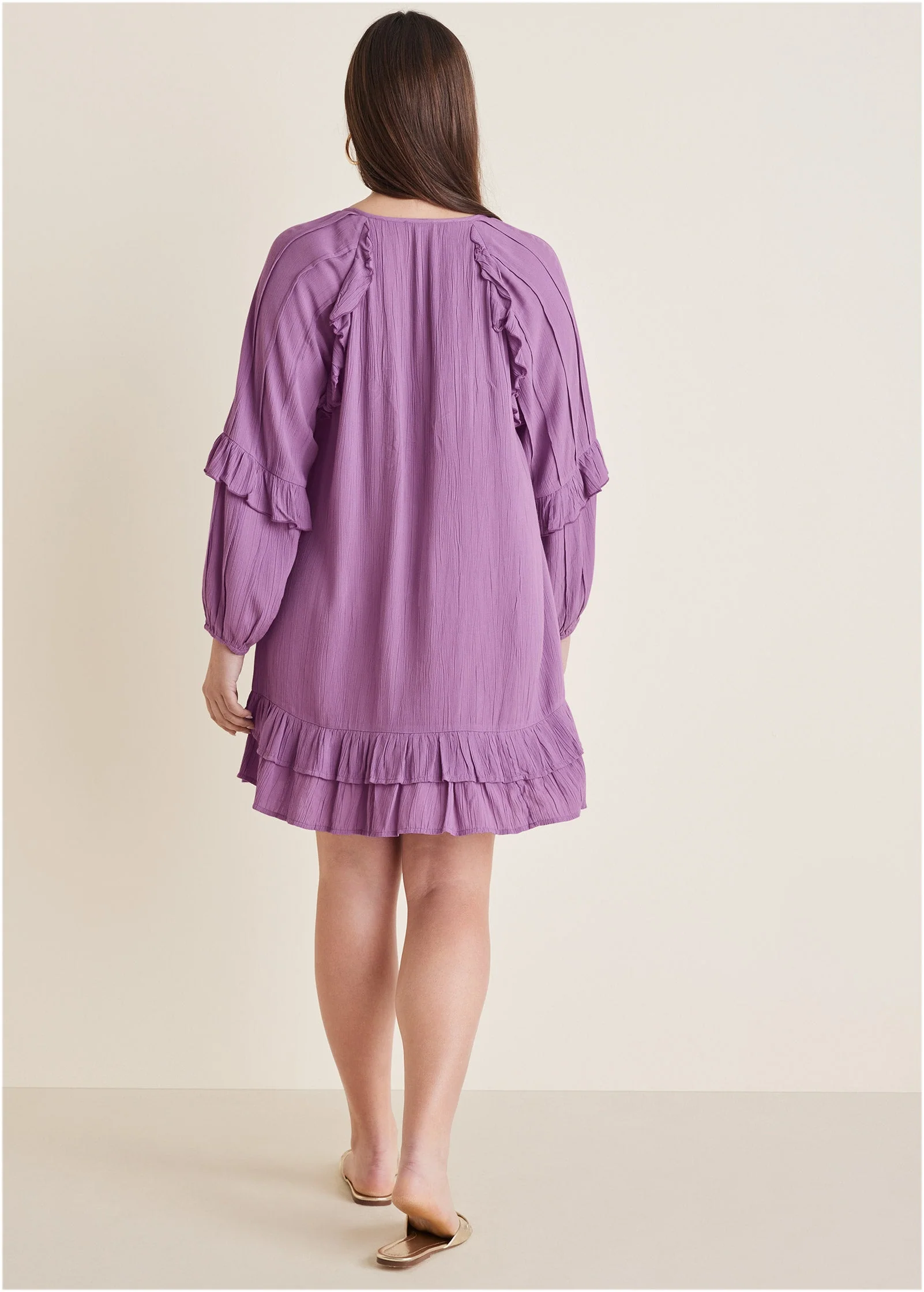 Ruffle Mini Dress - Purple - Image 7