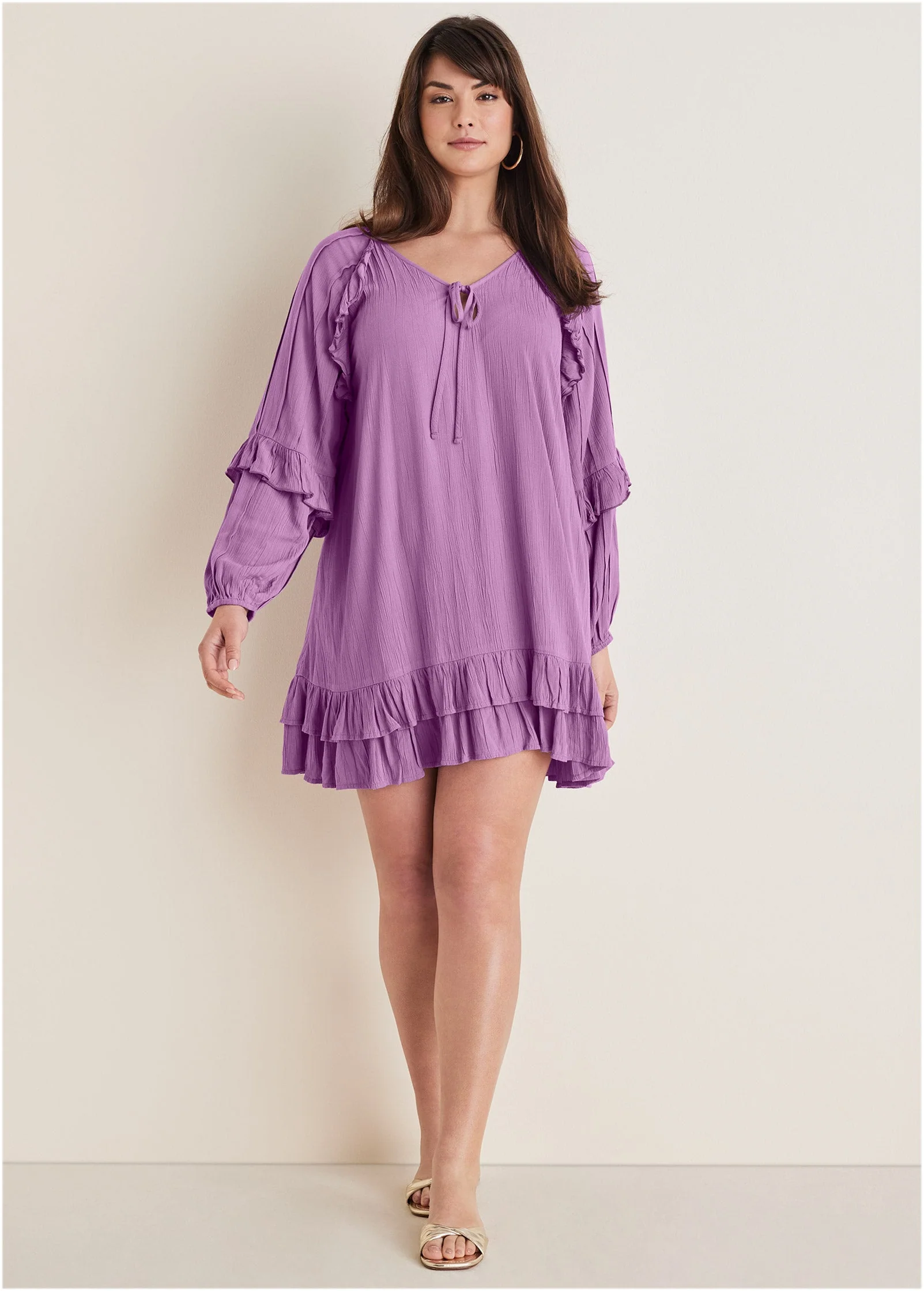 Ruffle Mini Dress - Purple - Image 8