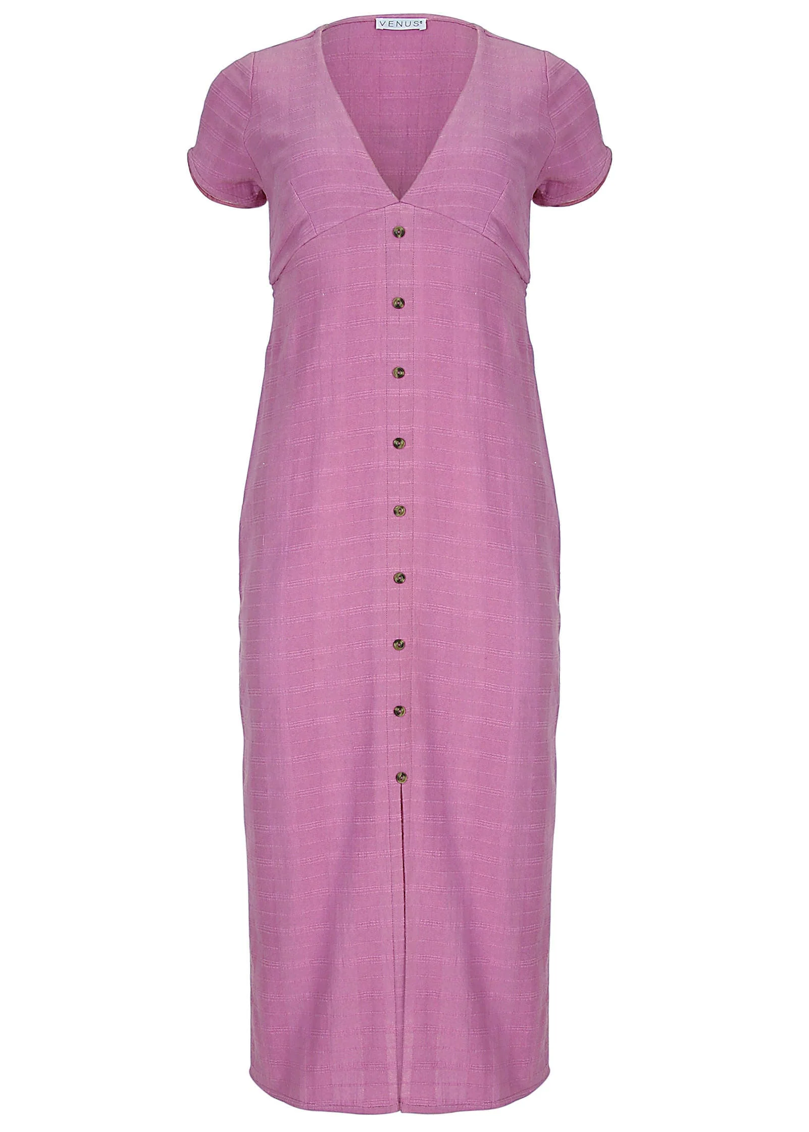 Linen Midi Dress - Purple - Image 5