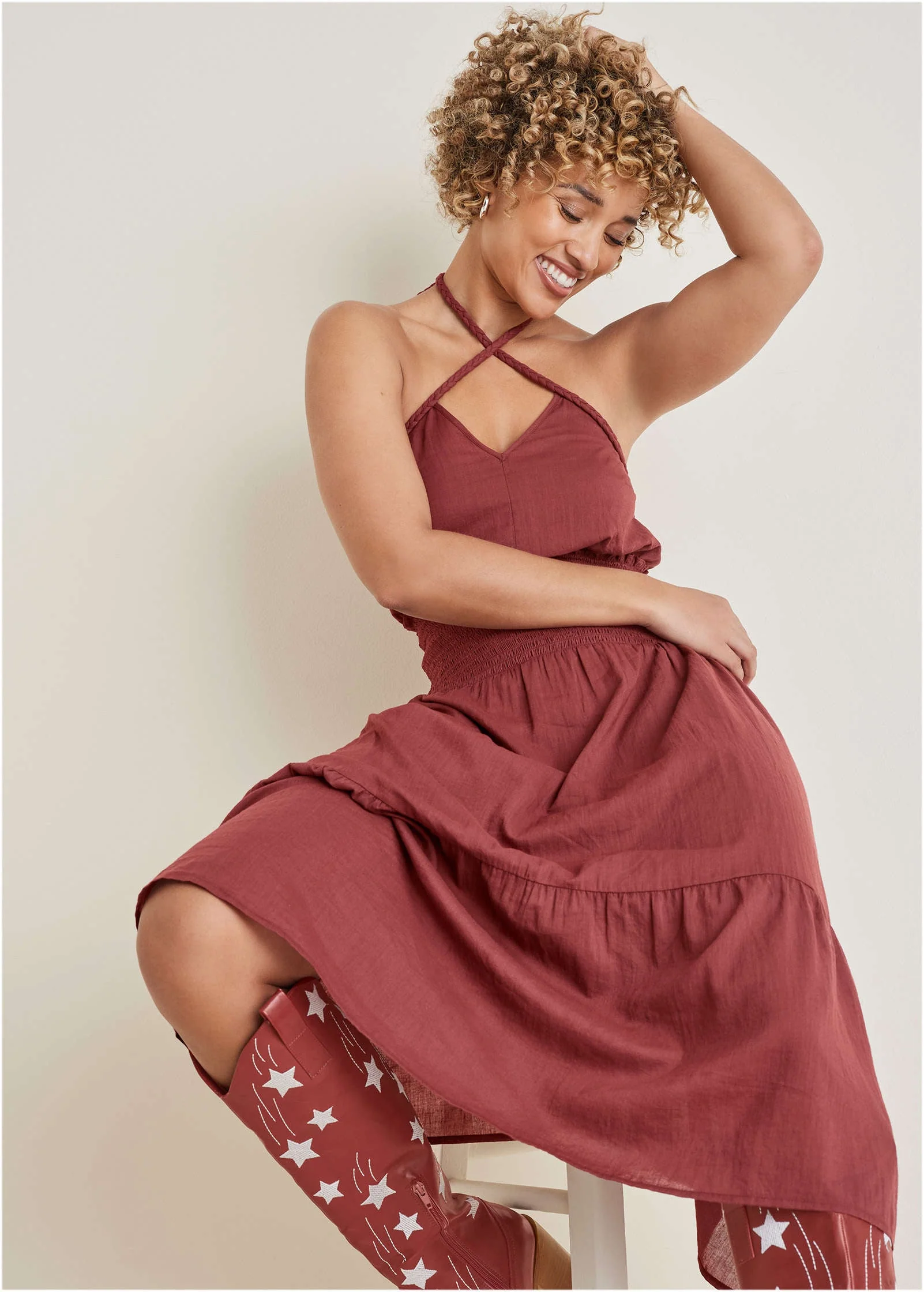 Halter Midi Dress - Auburn - Image 4