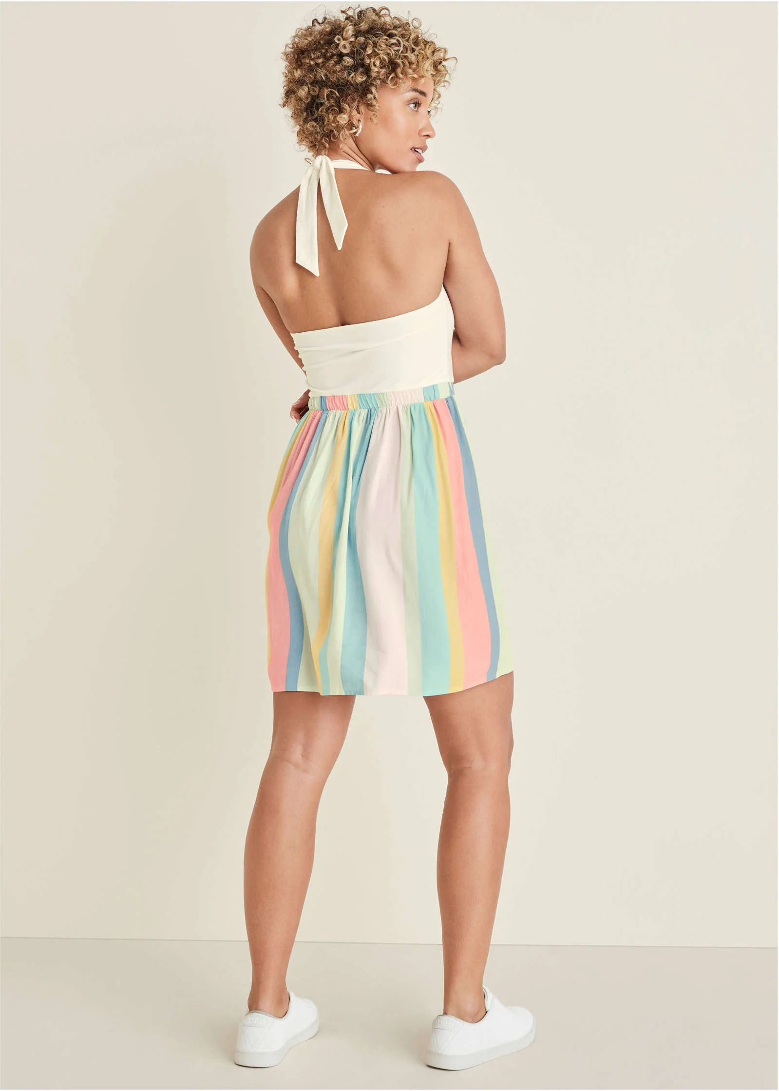 Stripe Halter Mini Dress - Boardwalk Stripe - Image 2