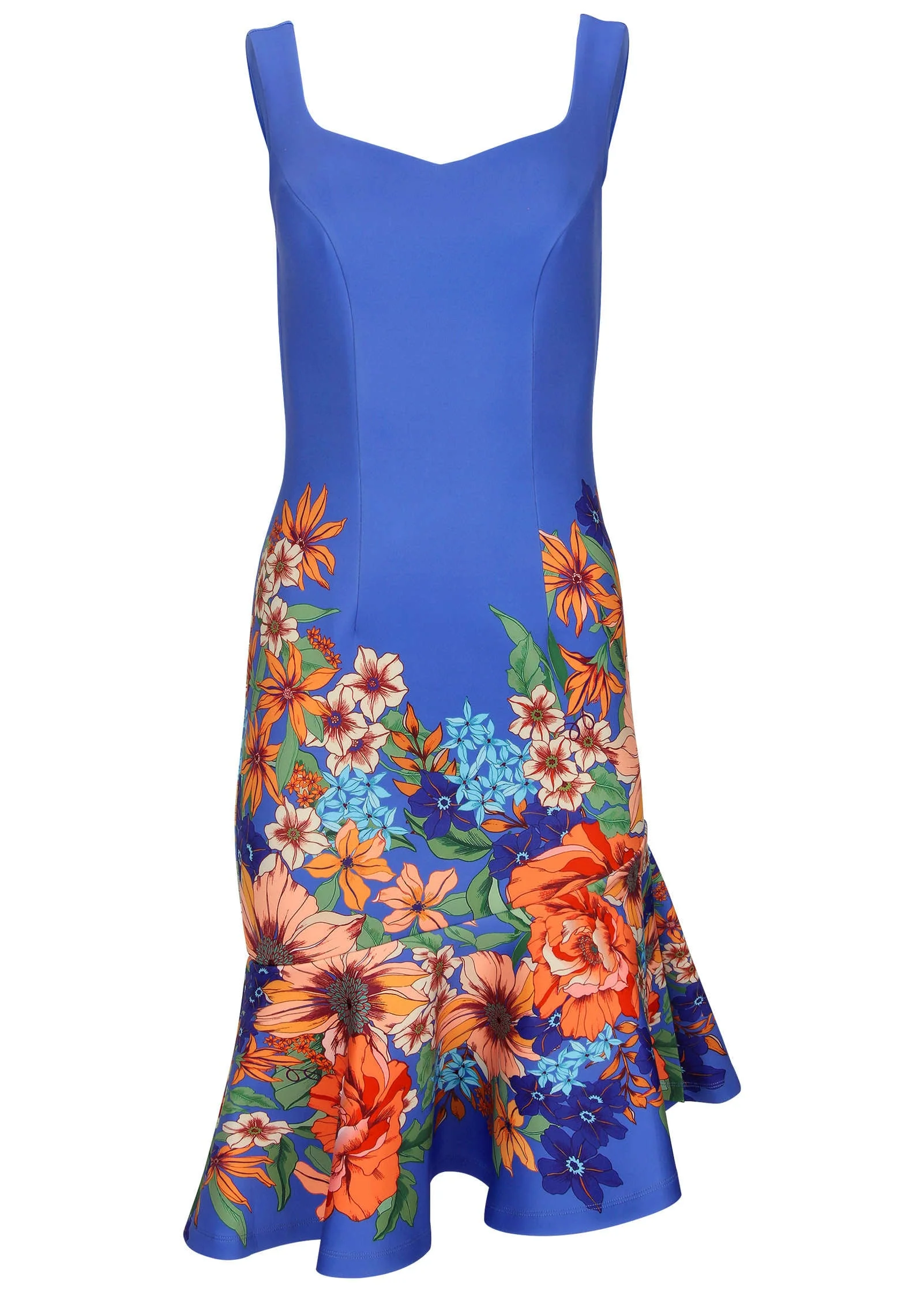 Asymmetric Ruffle Hem Dress - Voyage Bouquet Border Floral - Image 3