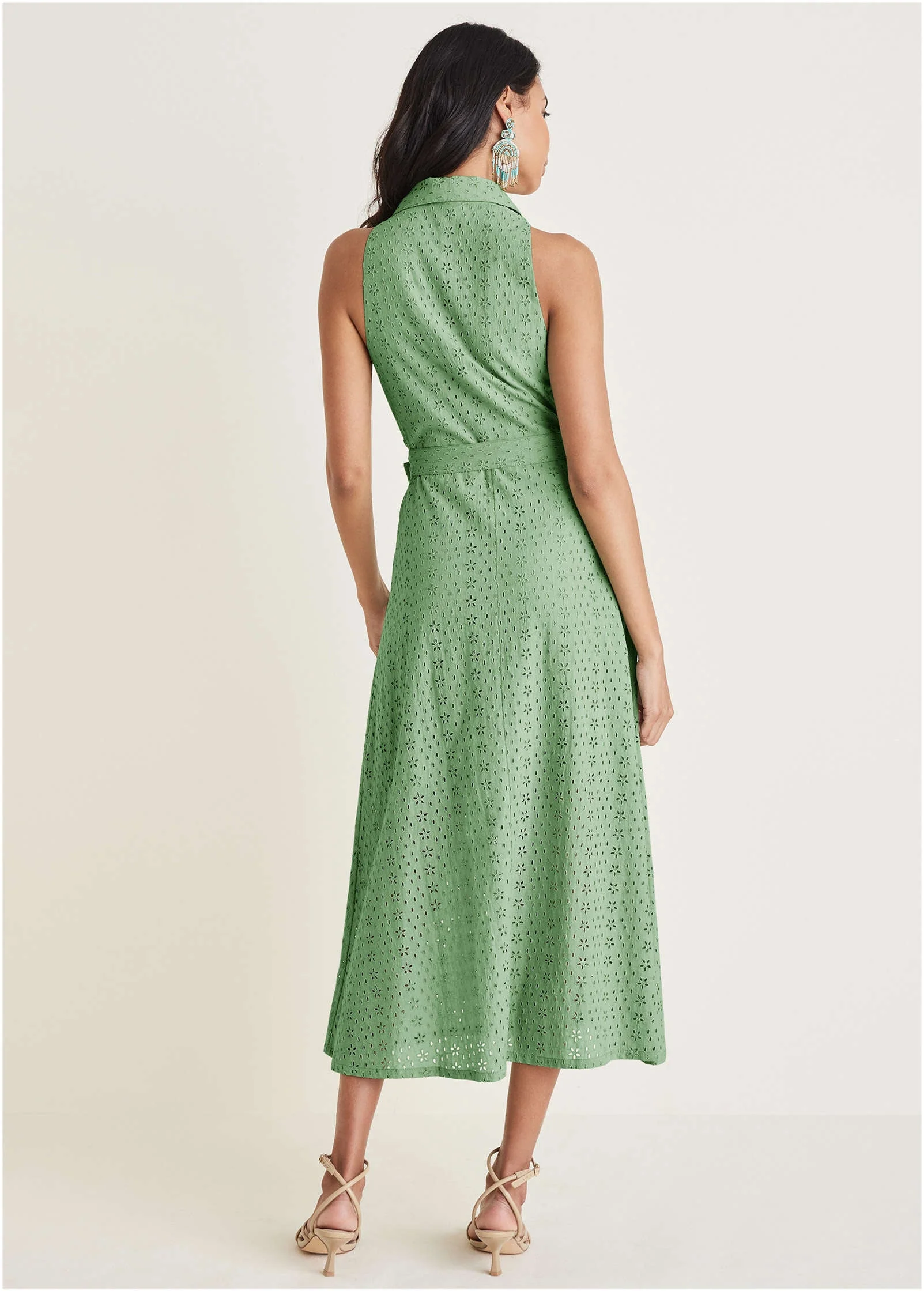 Eyelet Maxi Dress - Basil - Image 2