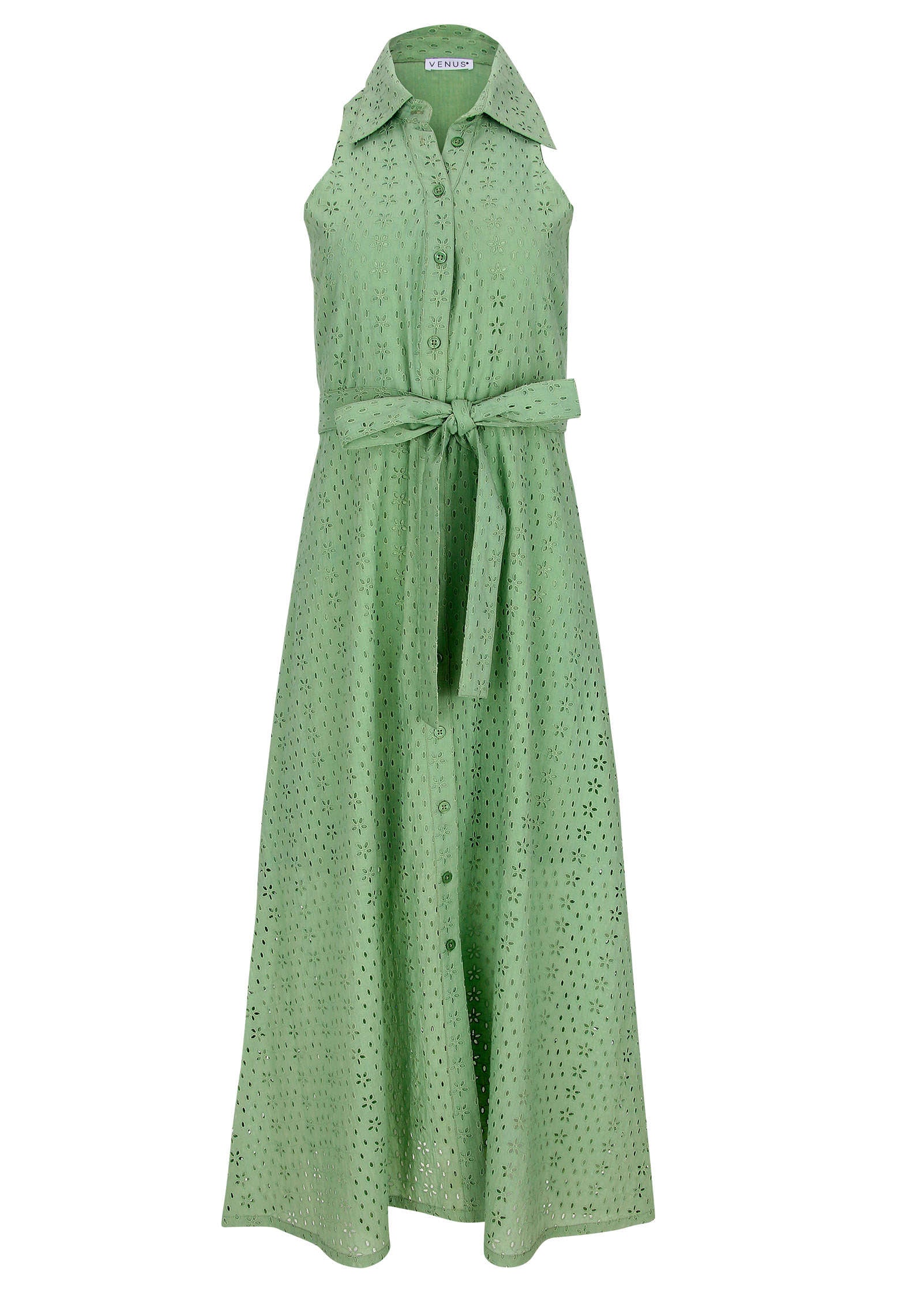 Eyelet Maxi Dress - Basil - Image 4