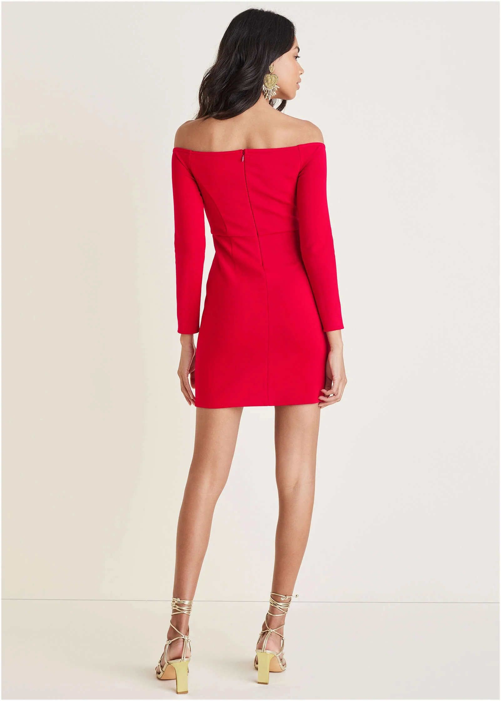 Off-The-Shoulder Mini Dress - Equestrian Red - Image 2