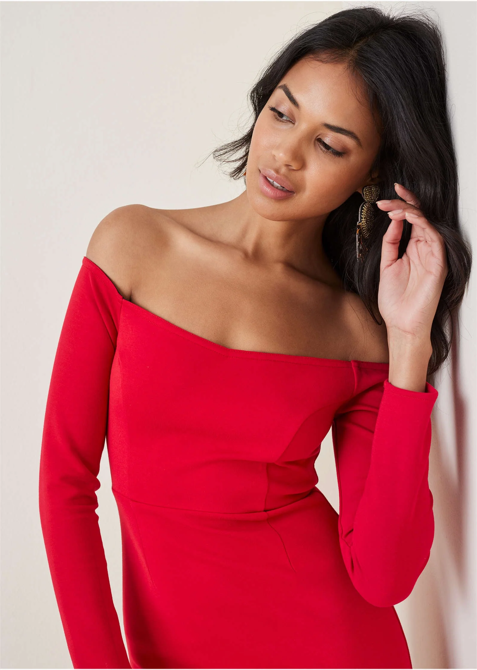 Off-The-Shoulder Mini Dress - Equestrian Red - Image 3