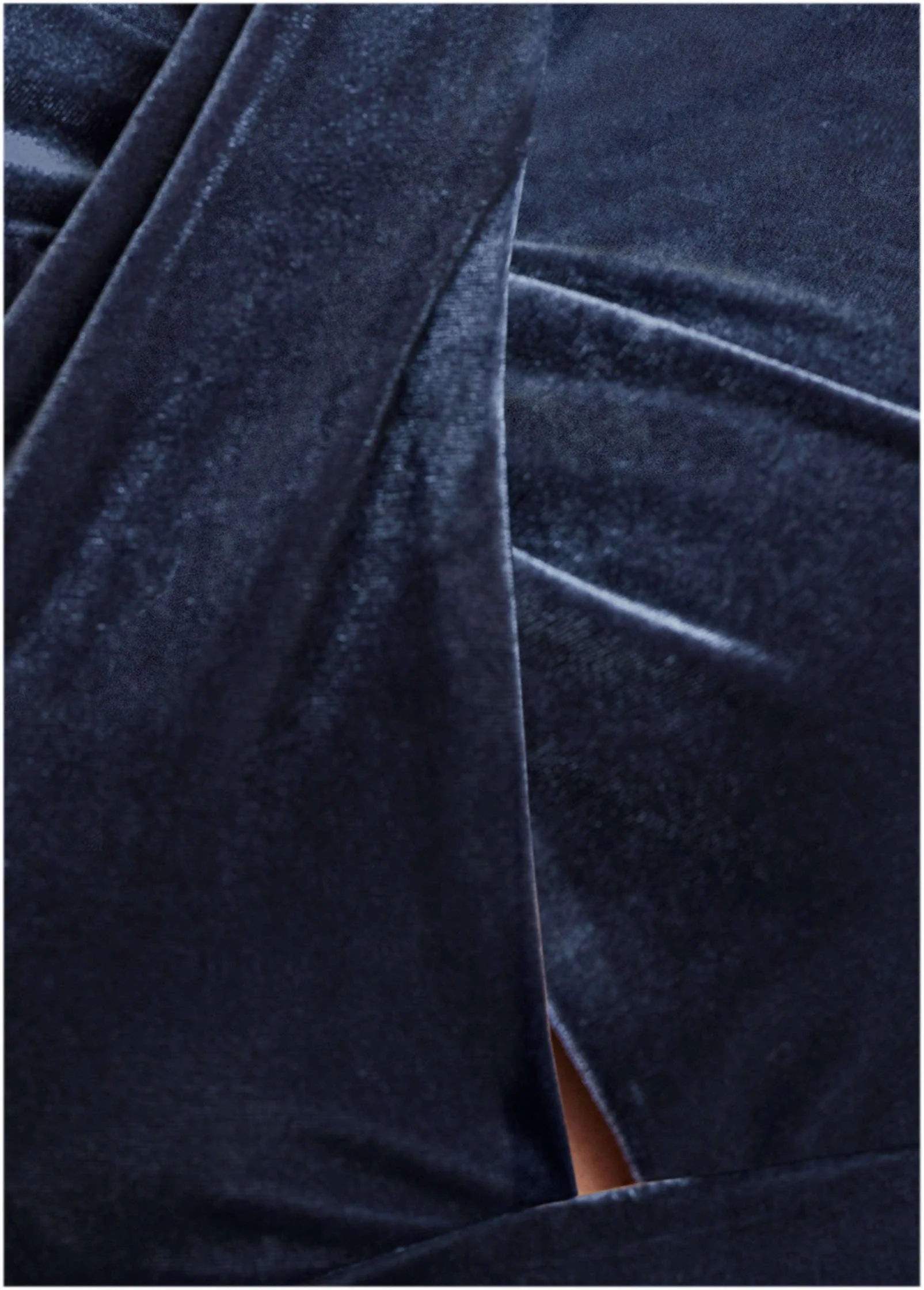 Stretch Velvet Cutout Dress - Navy - Image 3