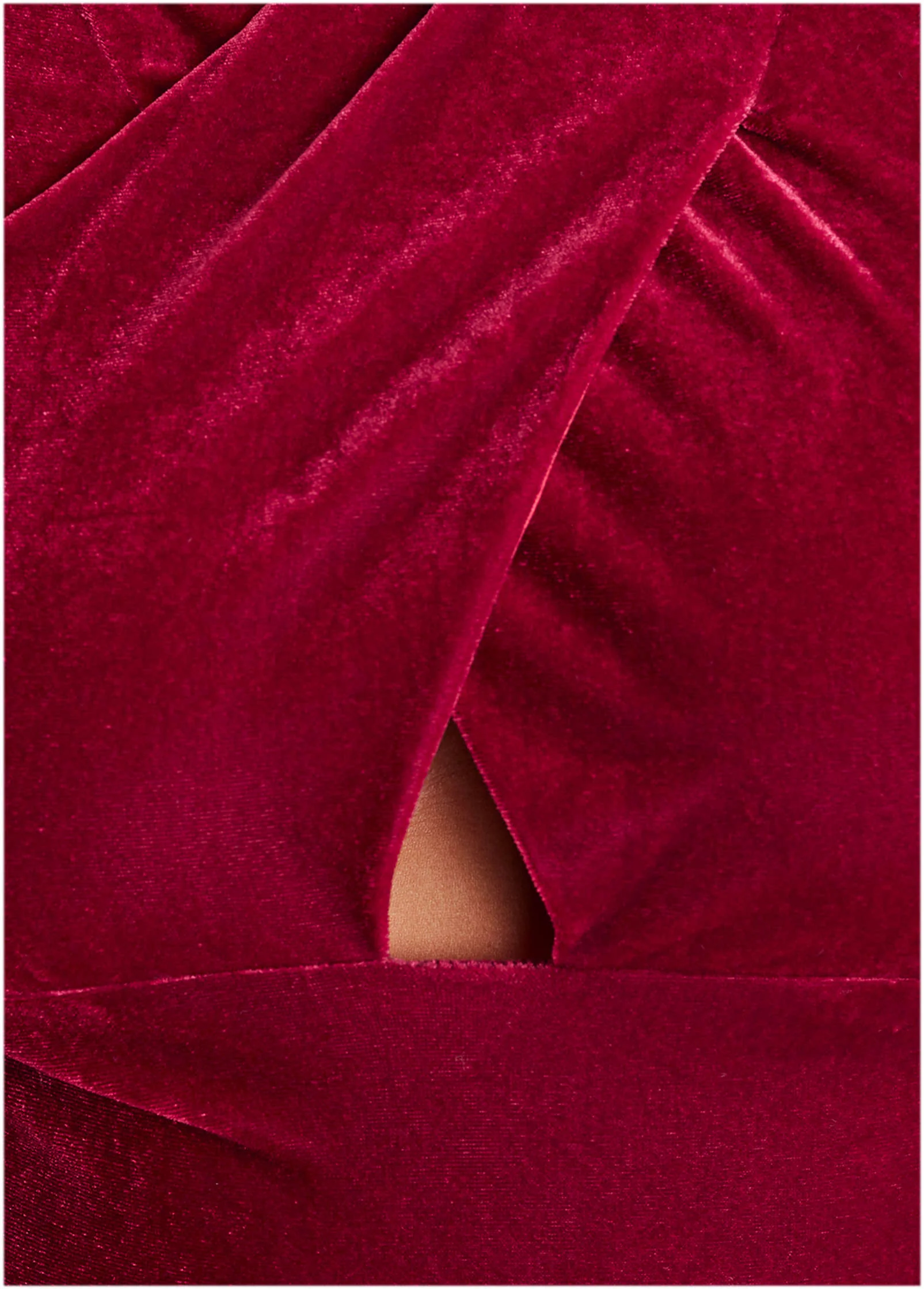 Stretch Velvet Cutout Dress - Haute Red - Image 4