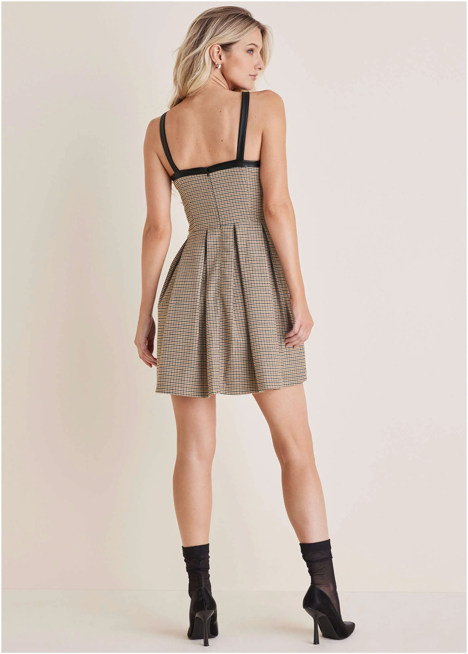 Plaid Mini Dress - Cream Multi - Image 2