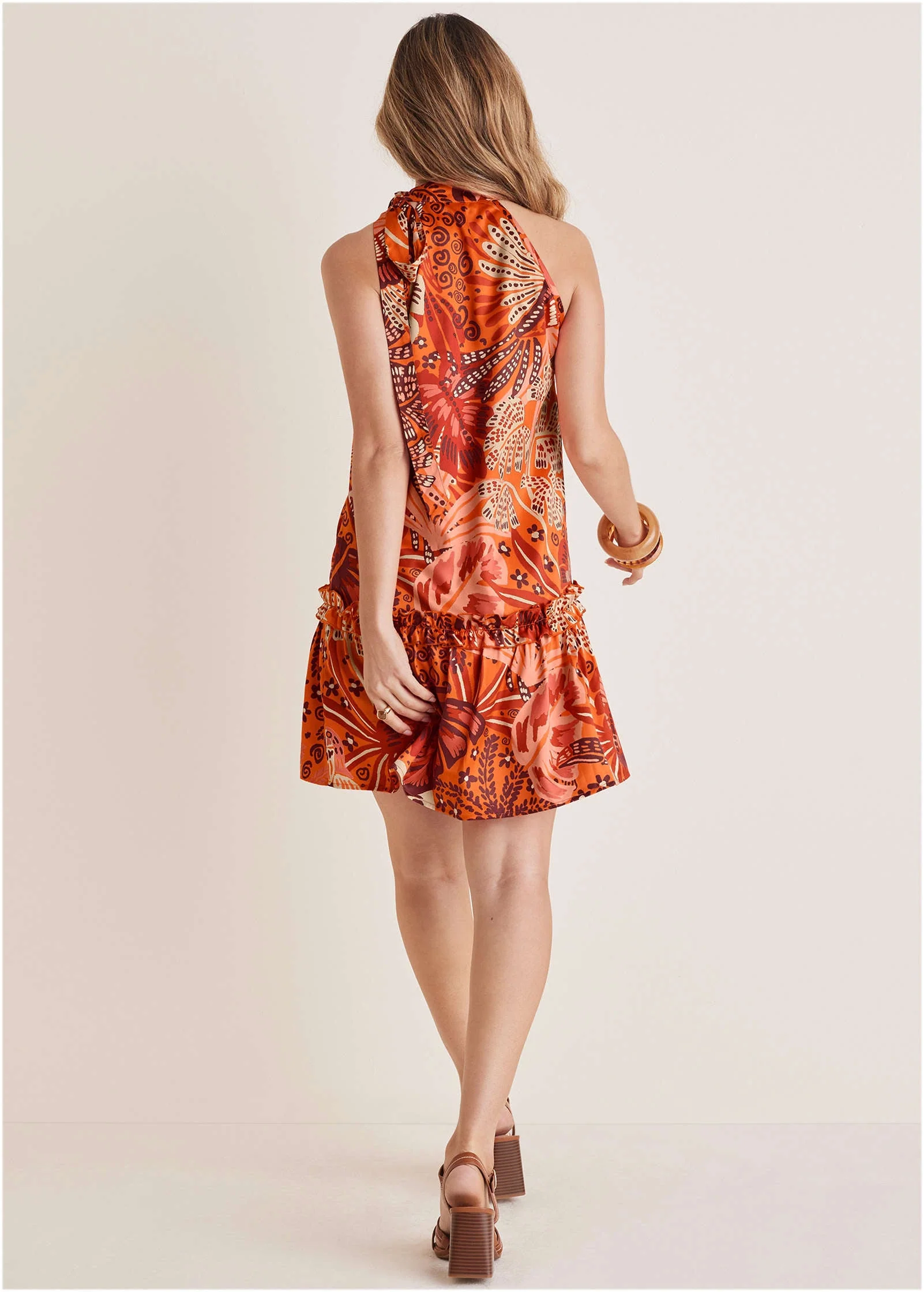 Drop-Waist Mini Dress - Parrot Palm - Image 3