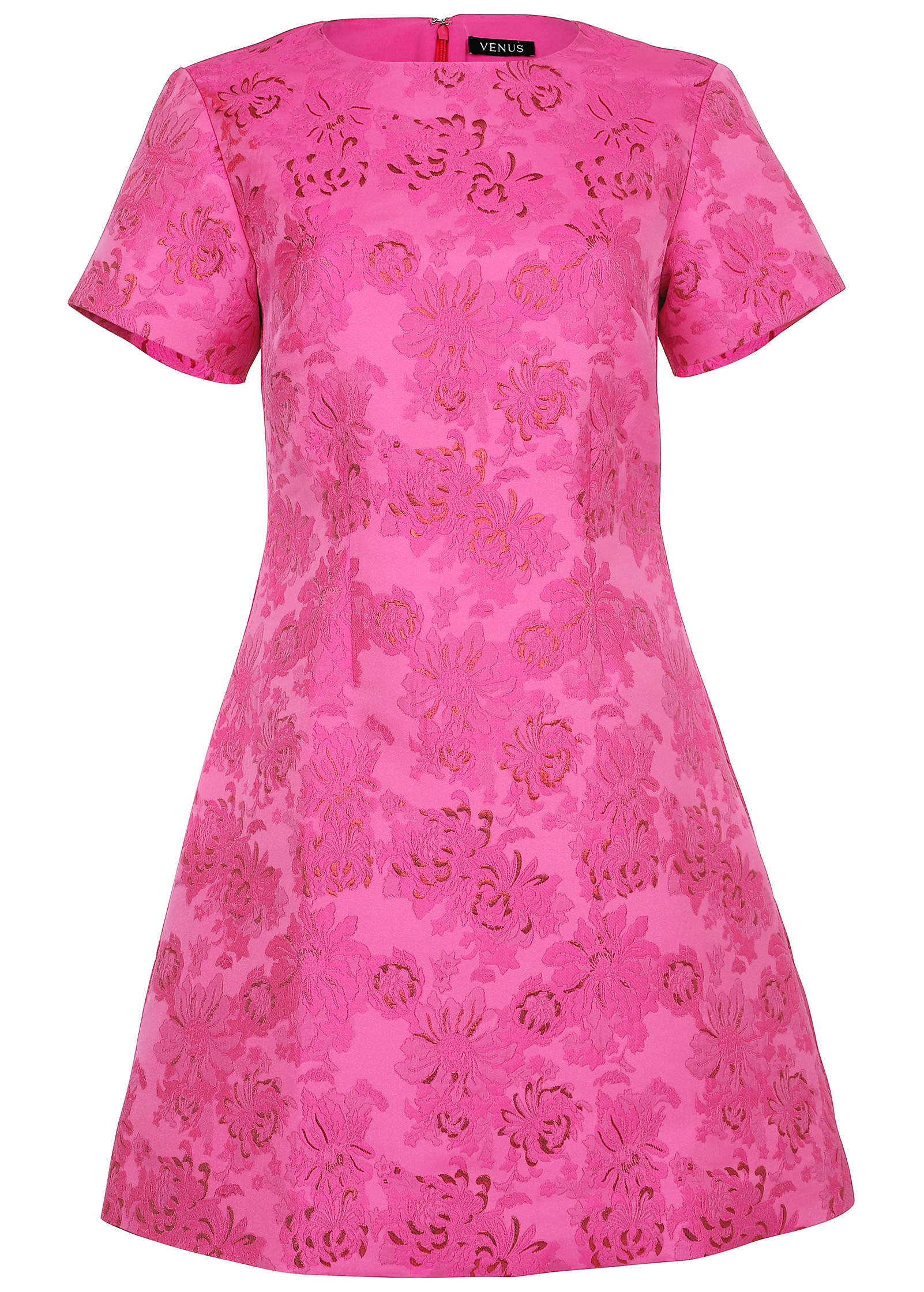 Jacquard A-Line Mini Dress - Pink Metallic - Image 4