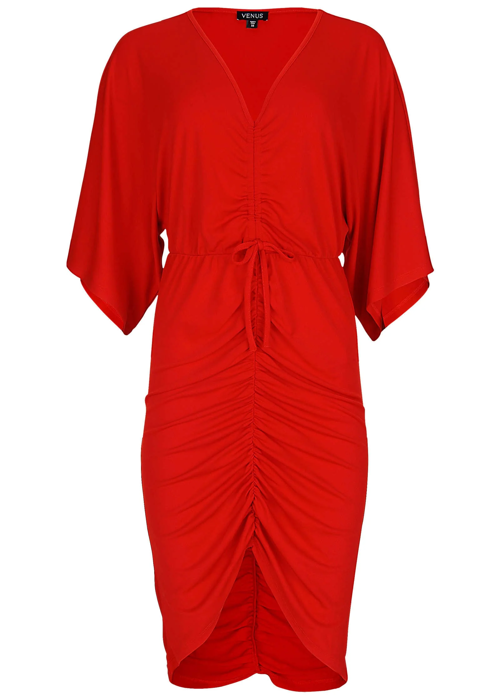 Ruched High-Low Dress - Goji Berry - Image 5