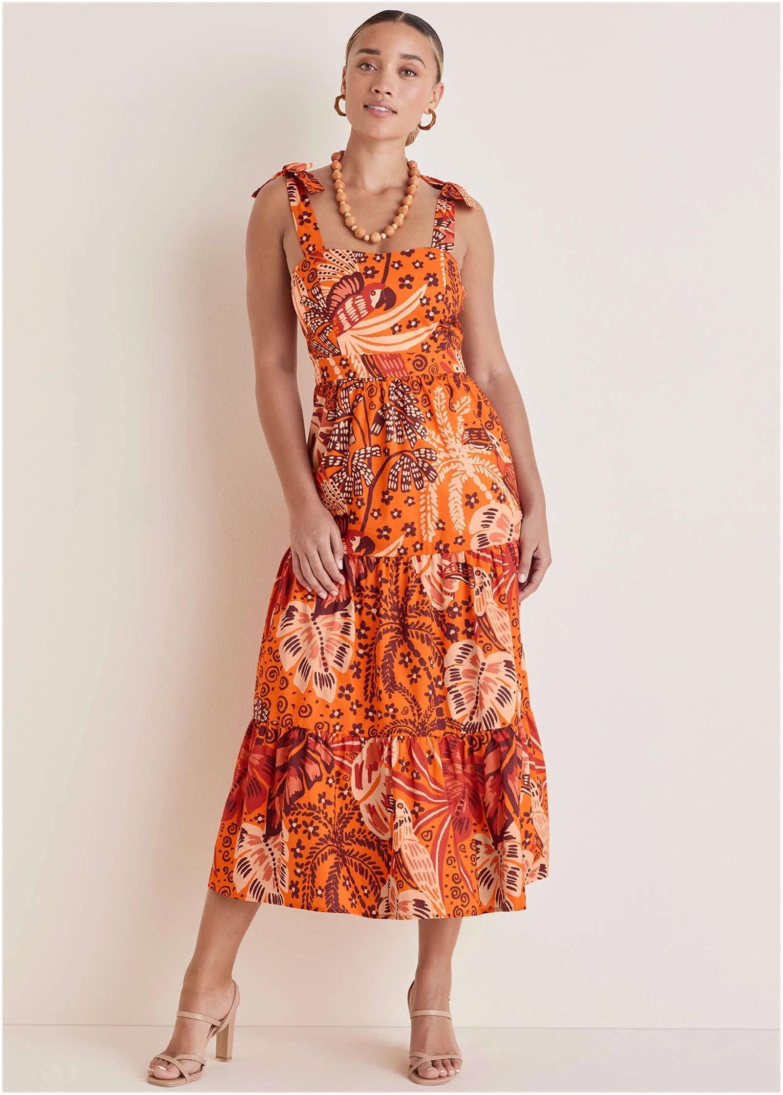 Tiered Maxi Dress - Parrot Palm