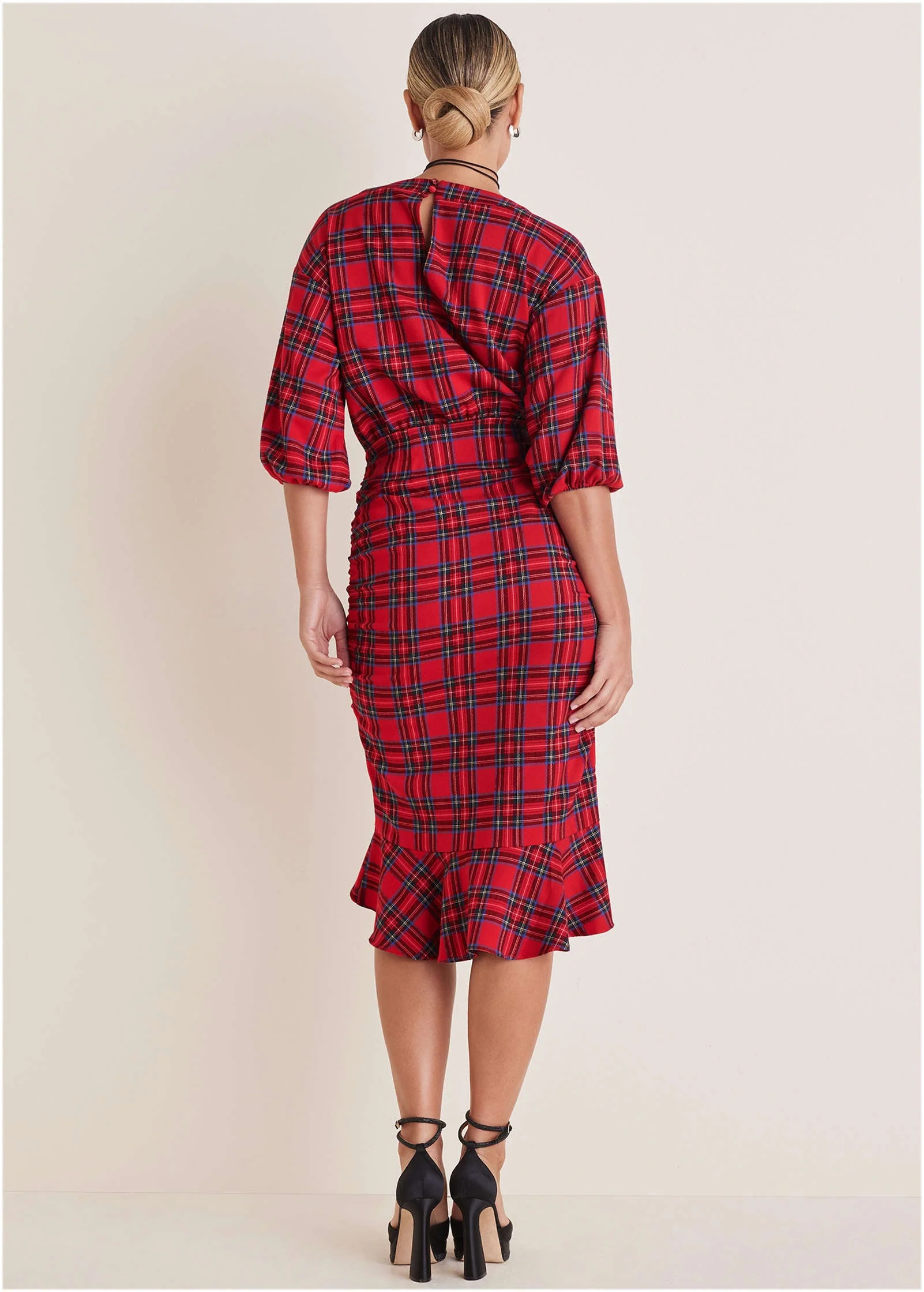 Ruffled Midi Dress - Racing Red Multi - Image 2