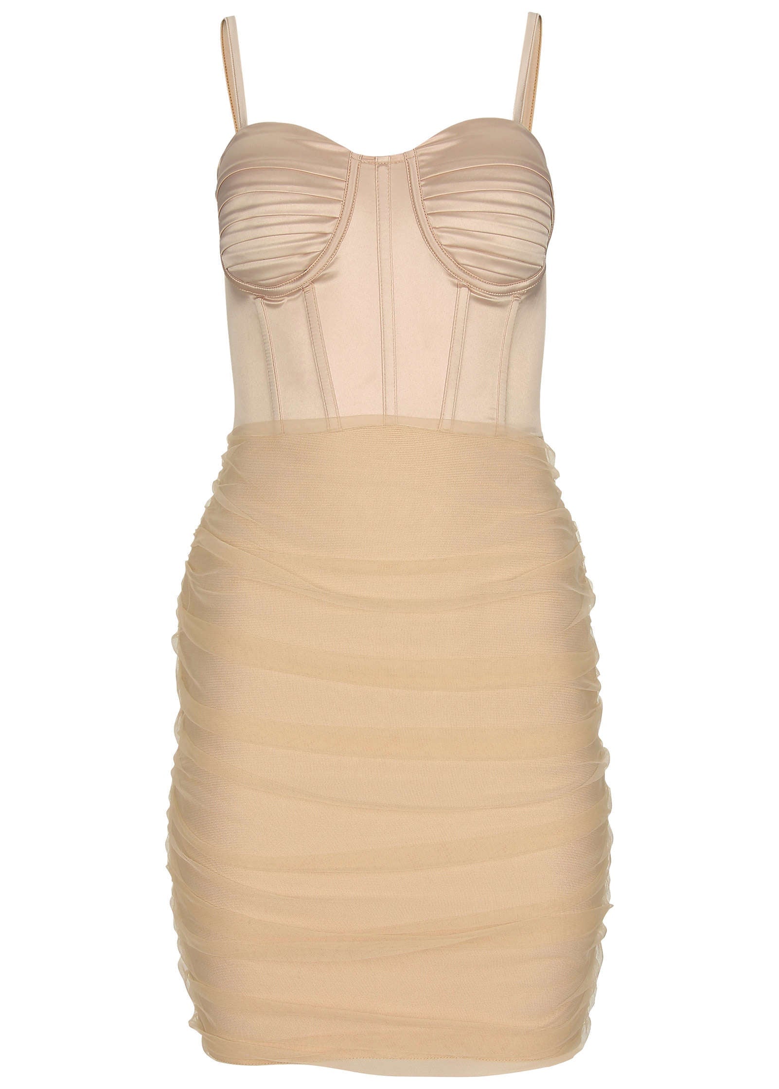 Overlay Bandage Mini Dress - Biscotti - Image 4