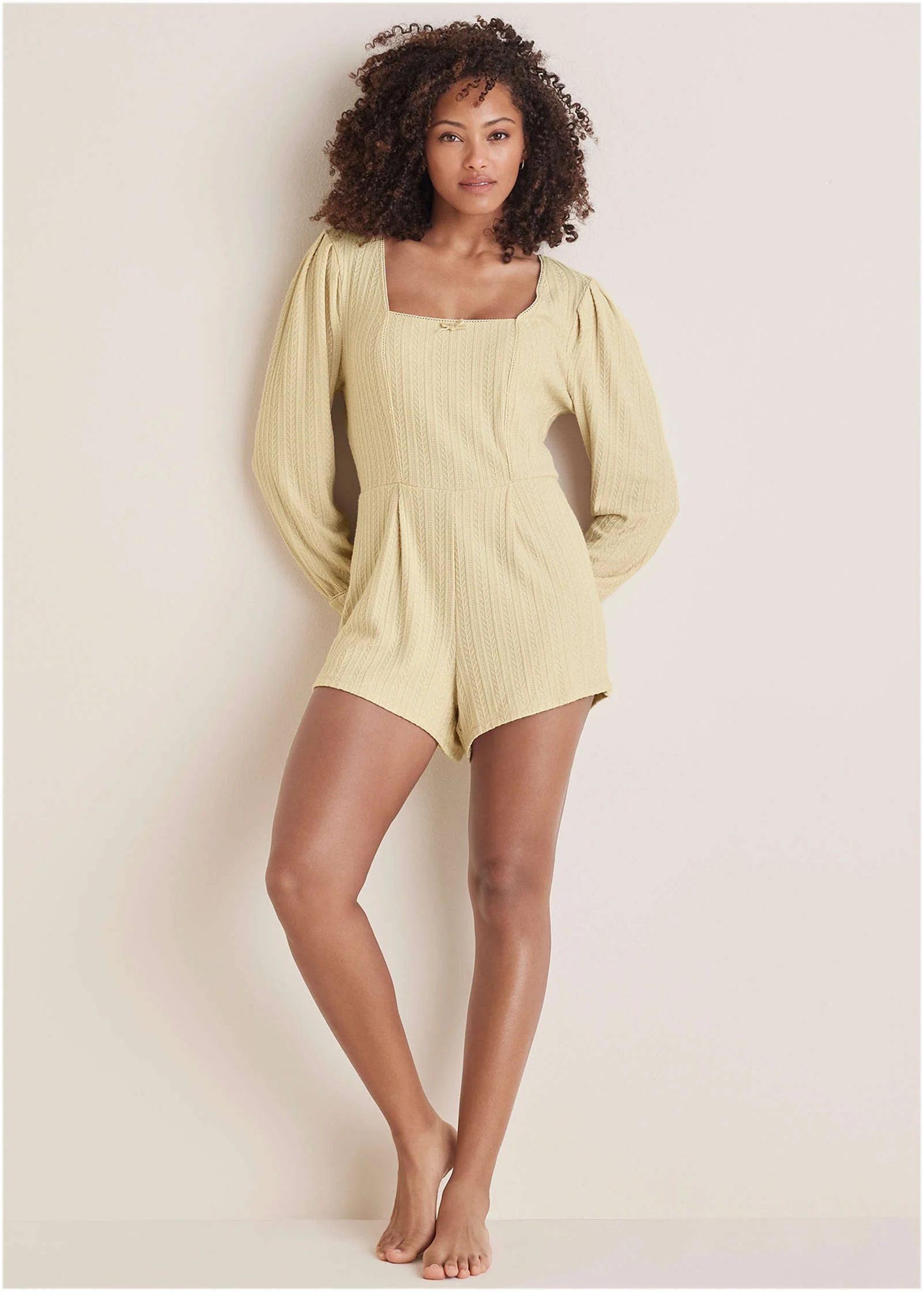 Brunch Knit Romper - Macadamia