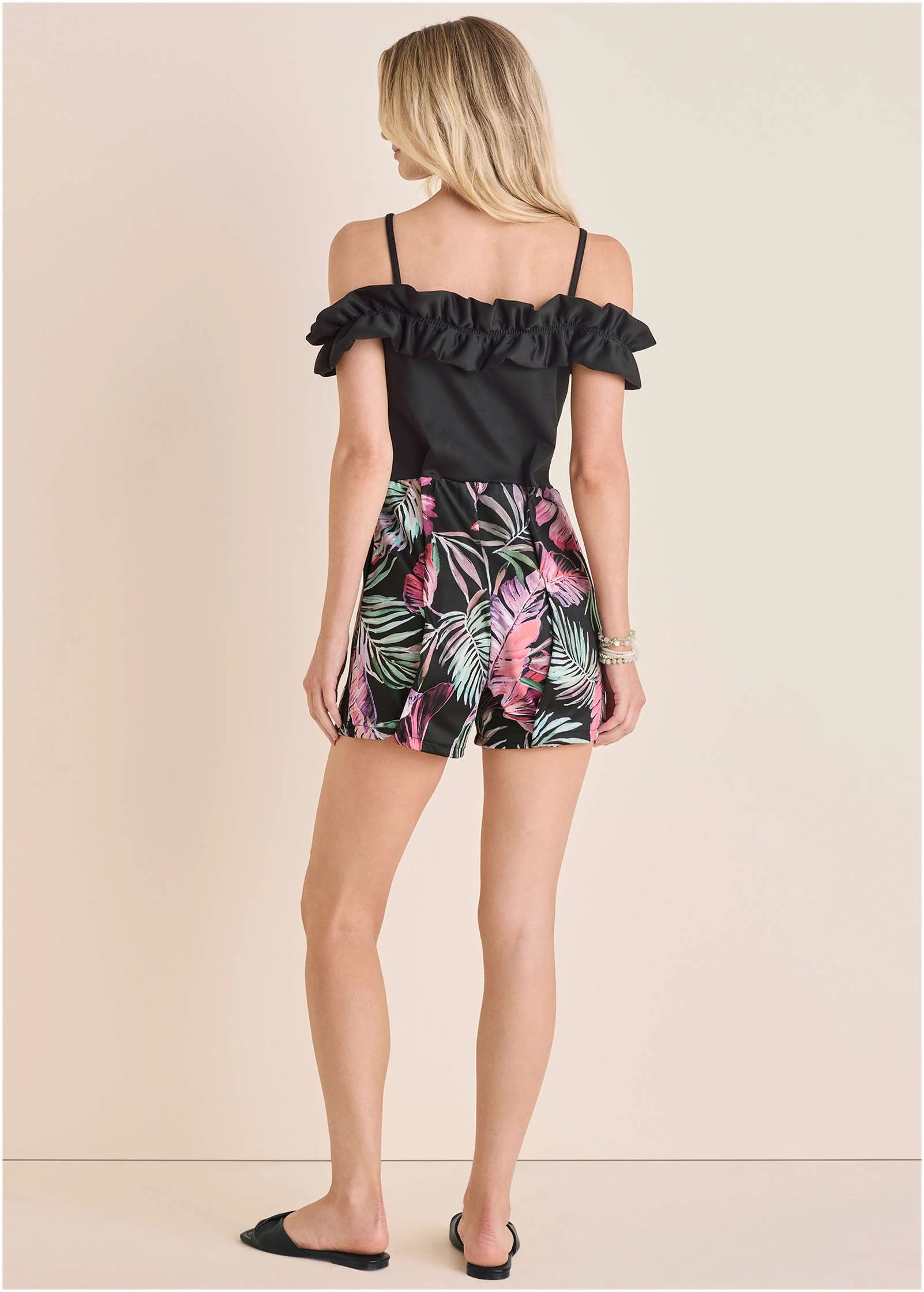 Off-The-Shoulder Romper - Illuminated Jungle - Image 2