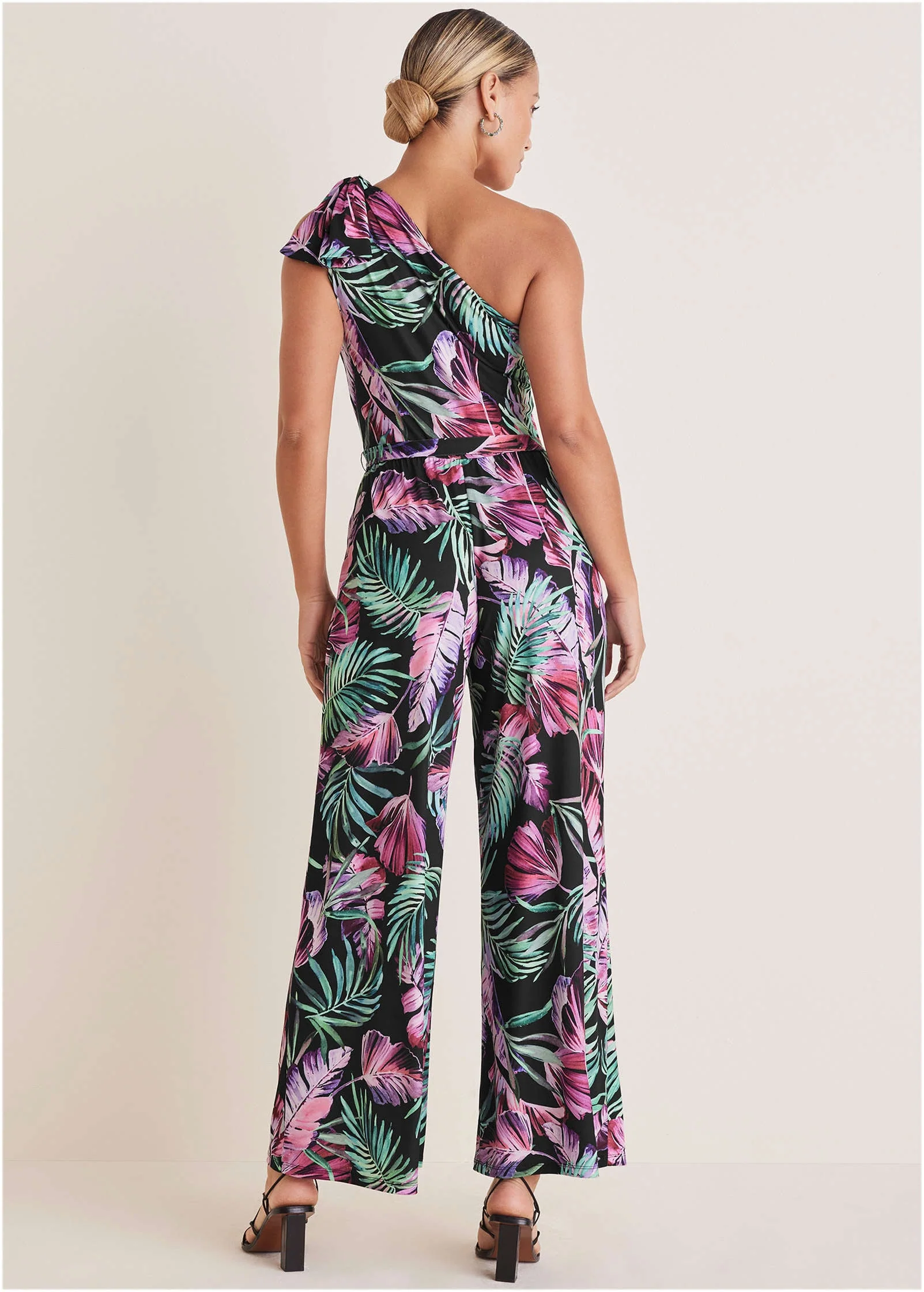 One-Shoulder Print Jumpsuit - Illuminated Jungle - Image 2