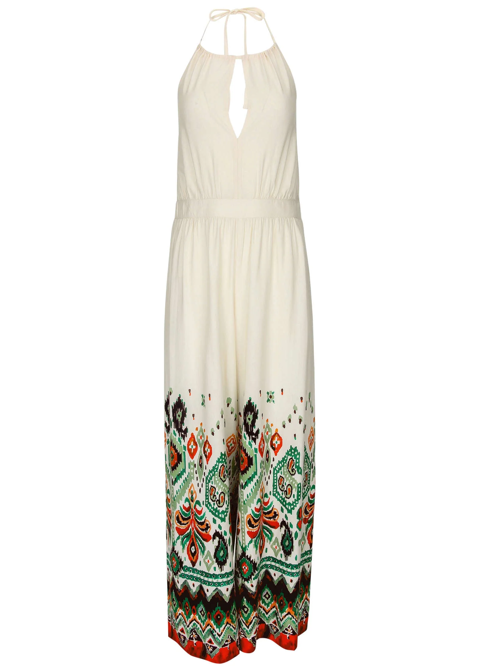 Linen Halter Jumpsuit - Seti Olive Ikat - Image 4