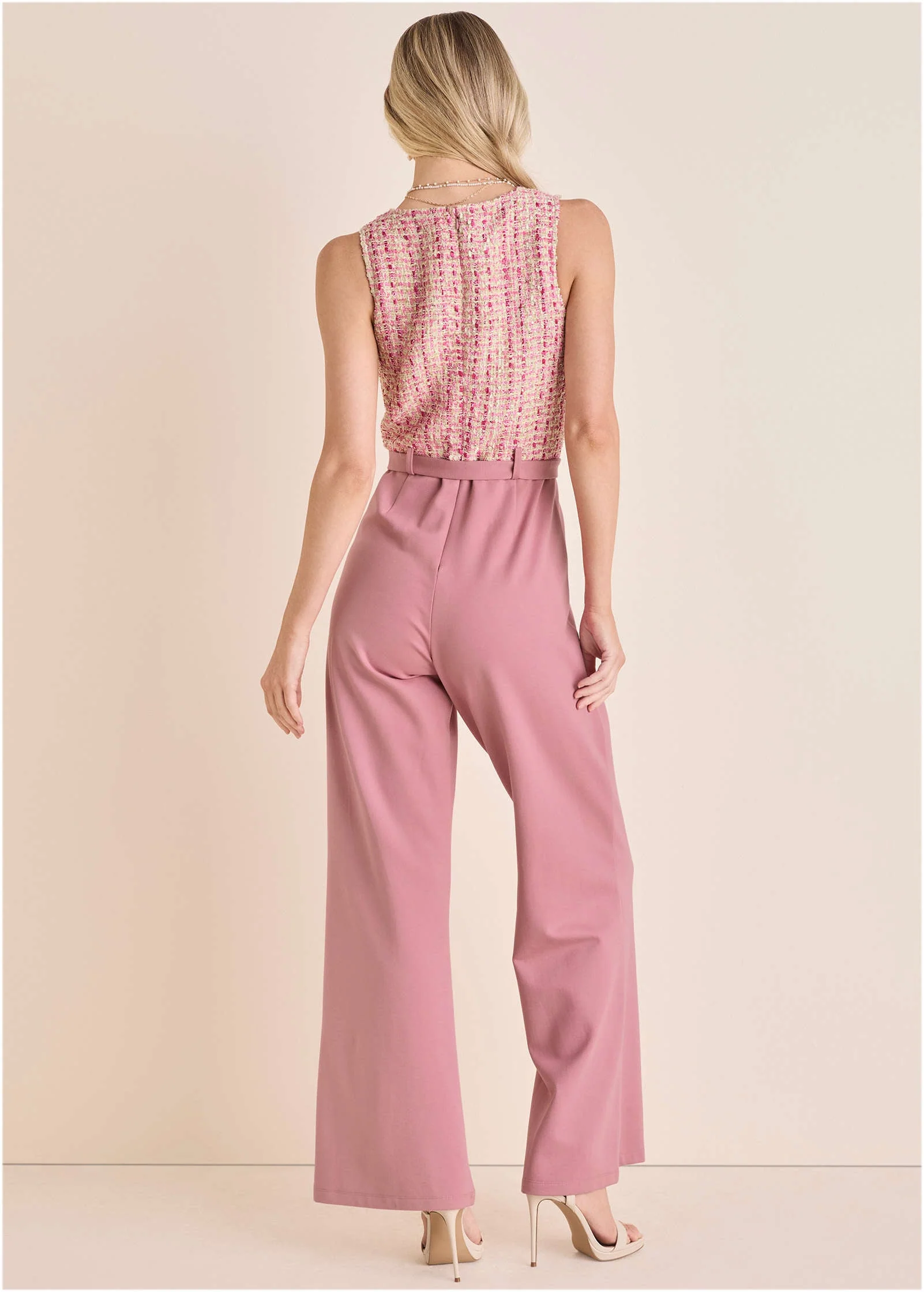 Tweed Belted Jumpsuit - Polignac - Image 2