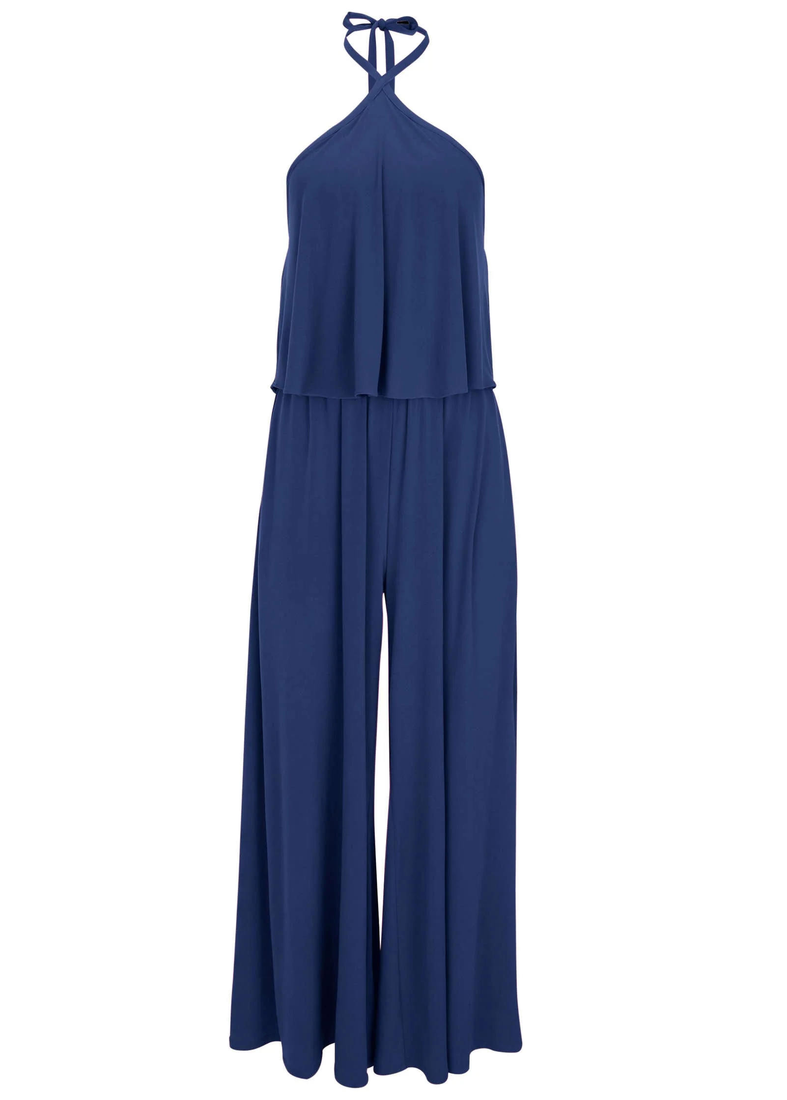 Cross Neck Jumpsuit - Dark Blue - Image 3