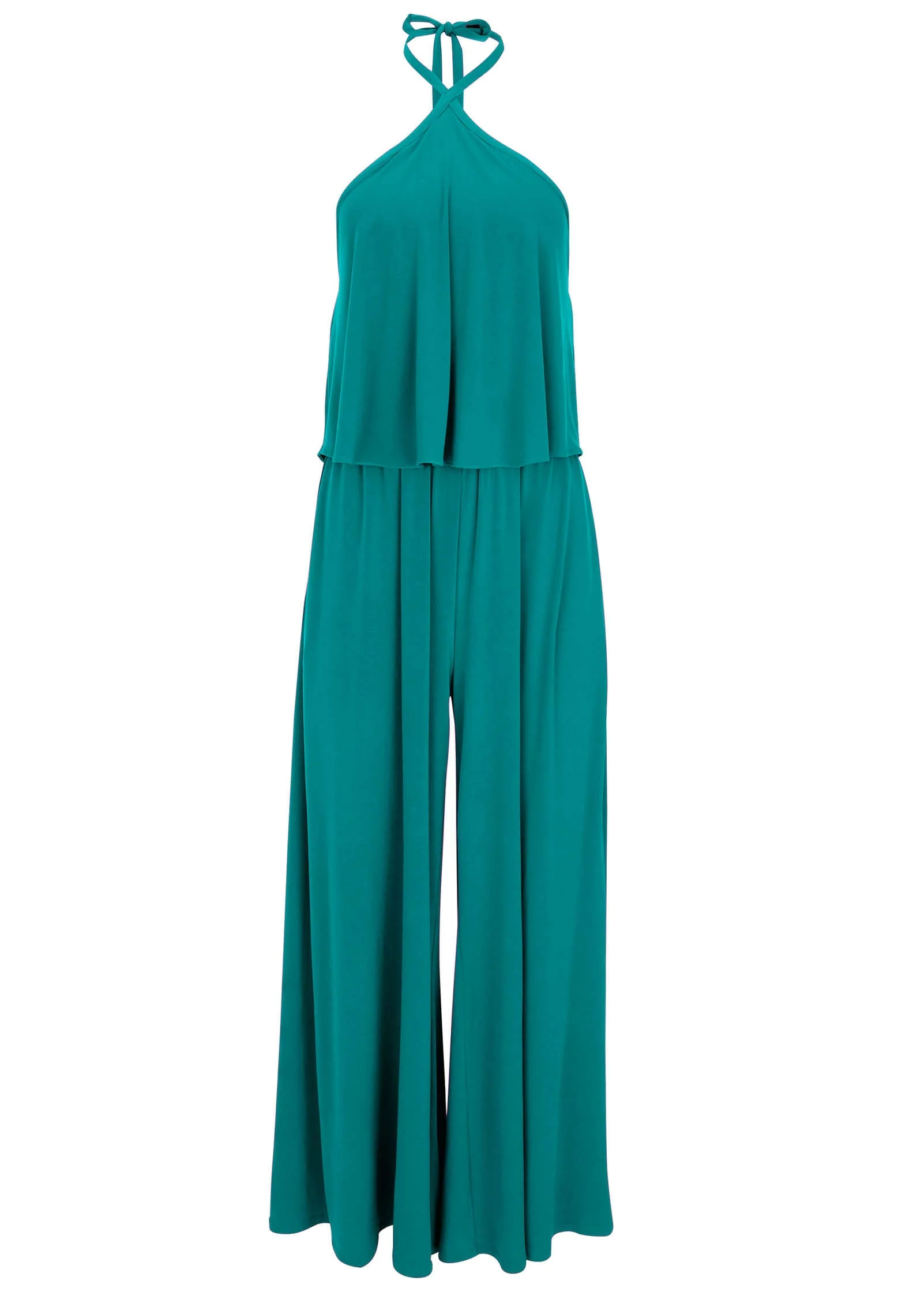 Cross Neck Jumpsuit - Tropical Green - Image 3