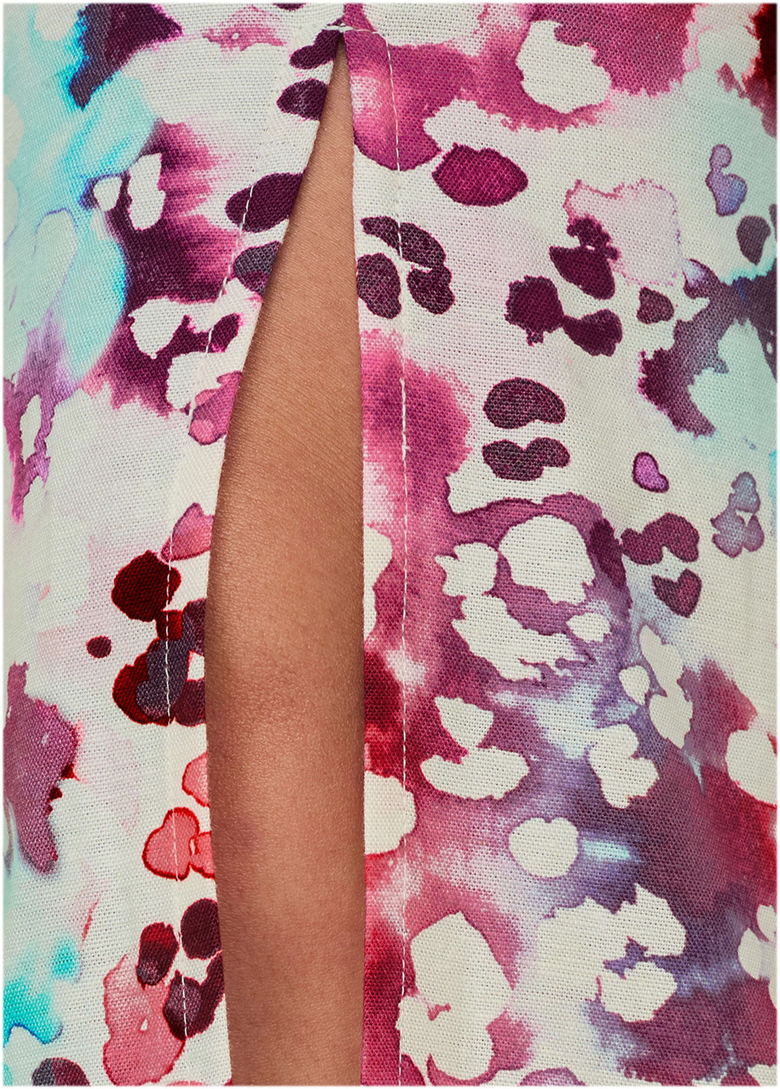 Linen Front Slit Jumpsuit - Gouache Leopard Multi - Image 3