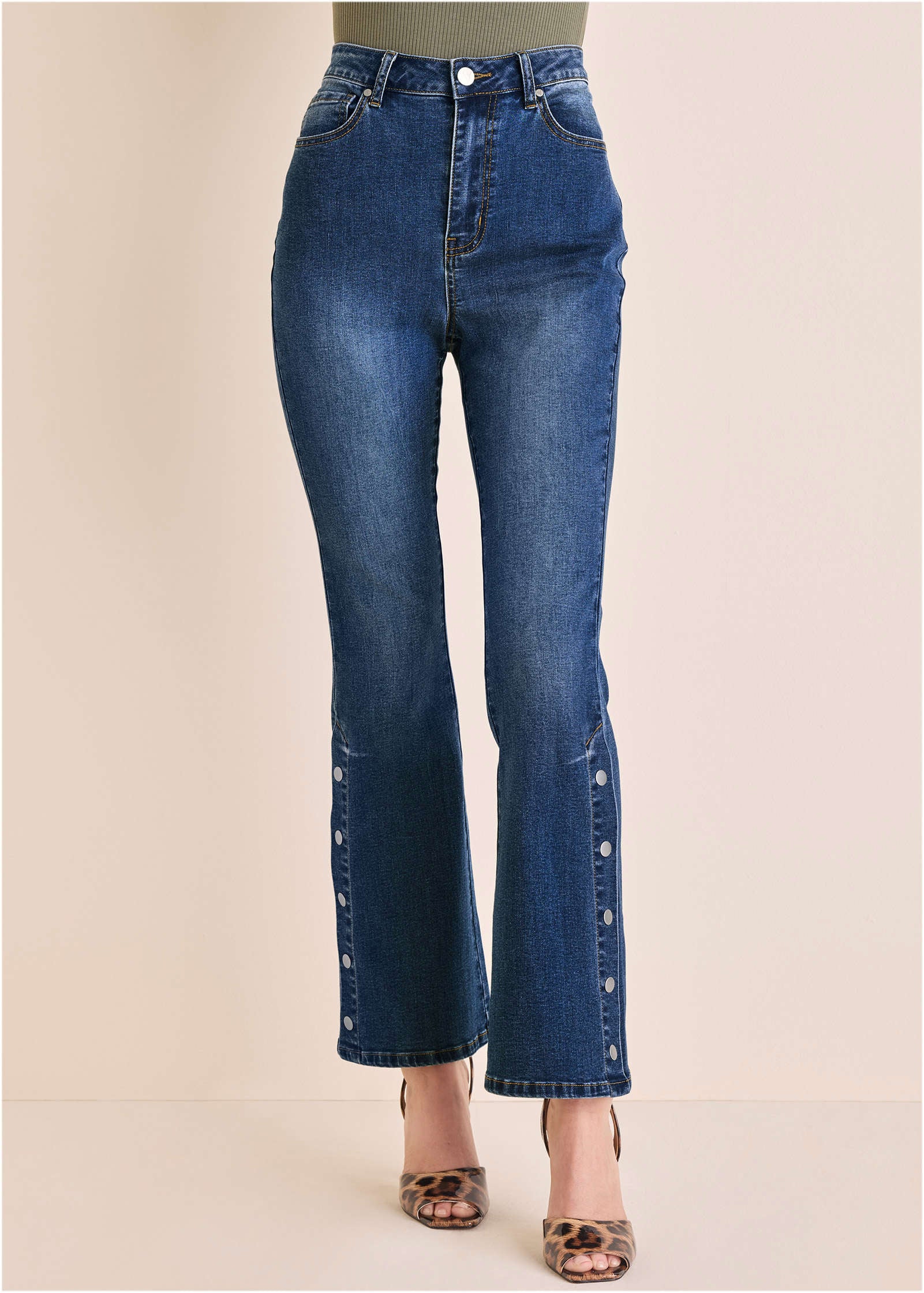 Penelope Snap Detail Jean - Medium Wash - Image 3