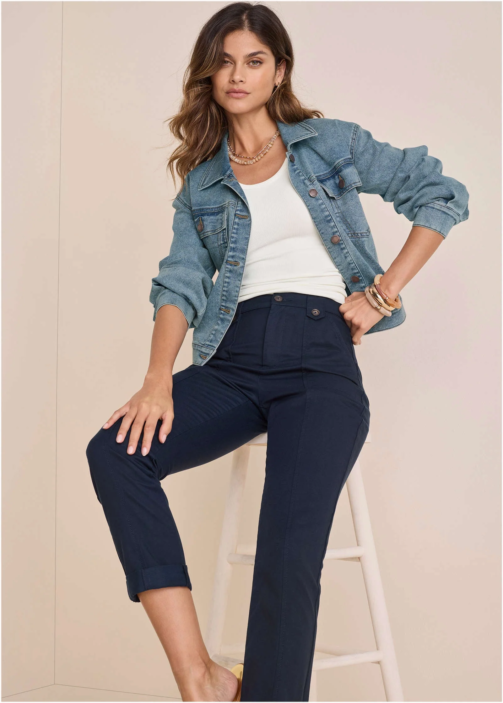 Rolled Hem Chino Pant - Navy