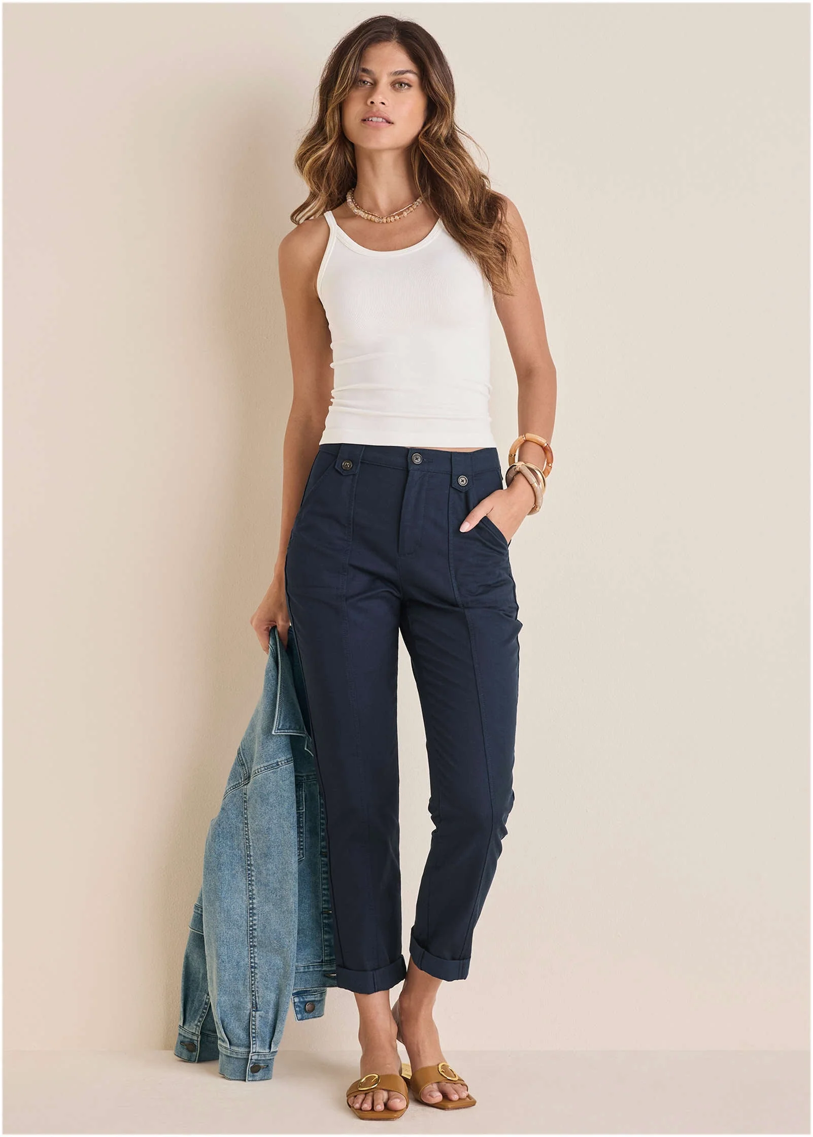 Rolled Hem Chino Pant - Navy - Image 2