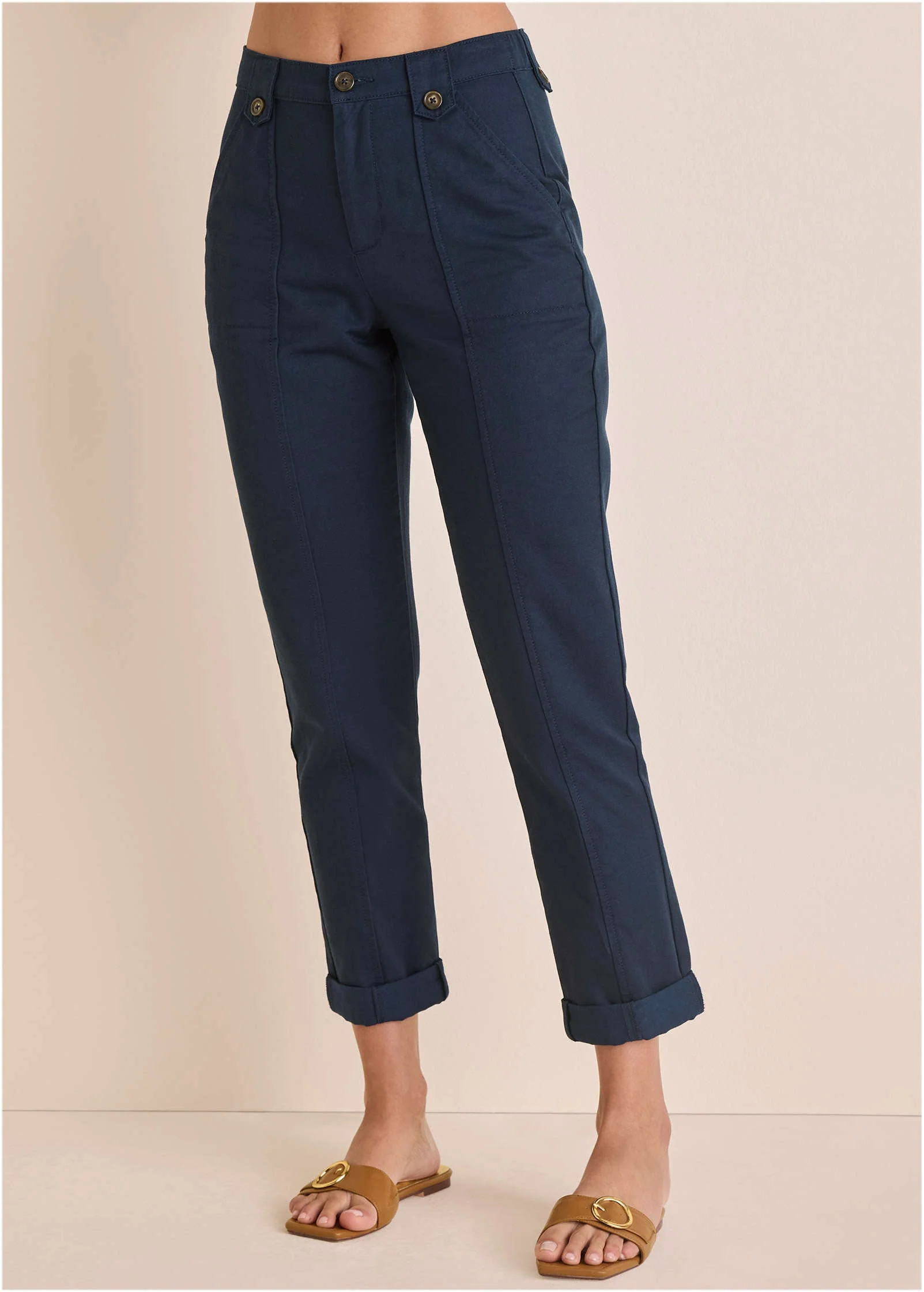 Rolled Hem Chino Pant - Navy - Image 3
