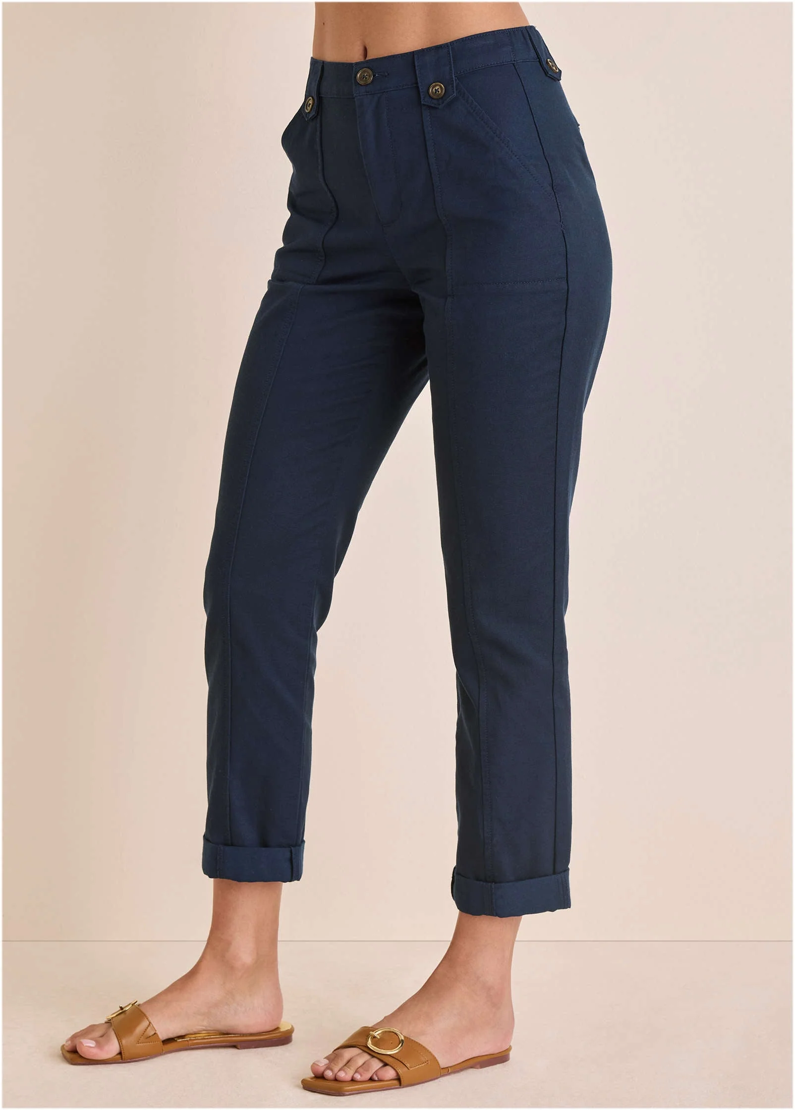 Rolled Hem Chino Pant - Navy - Image 5
