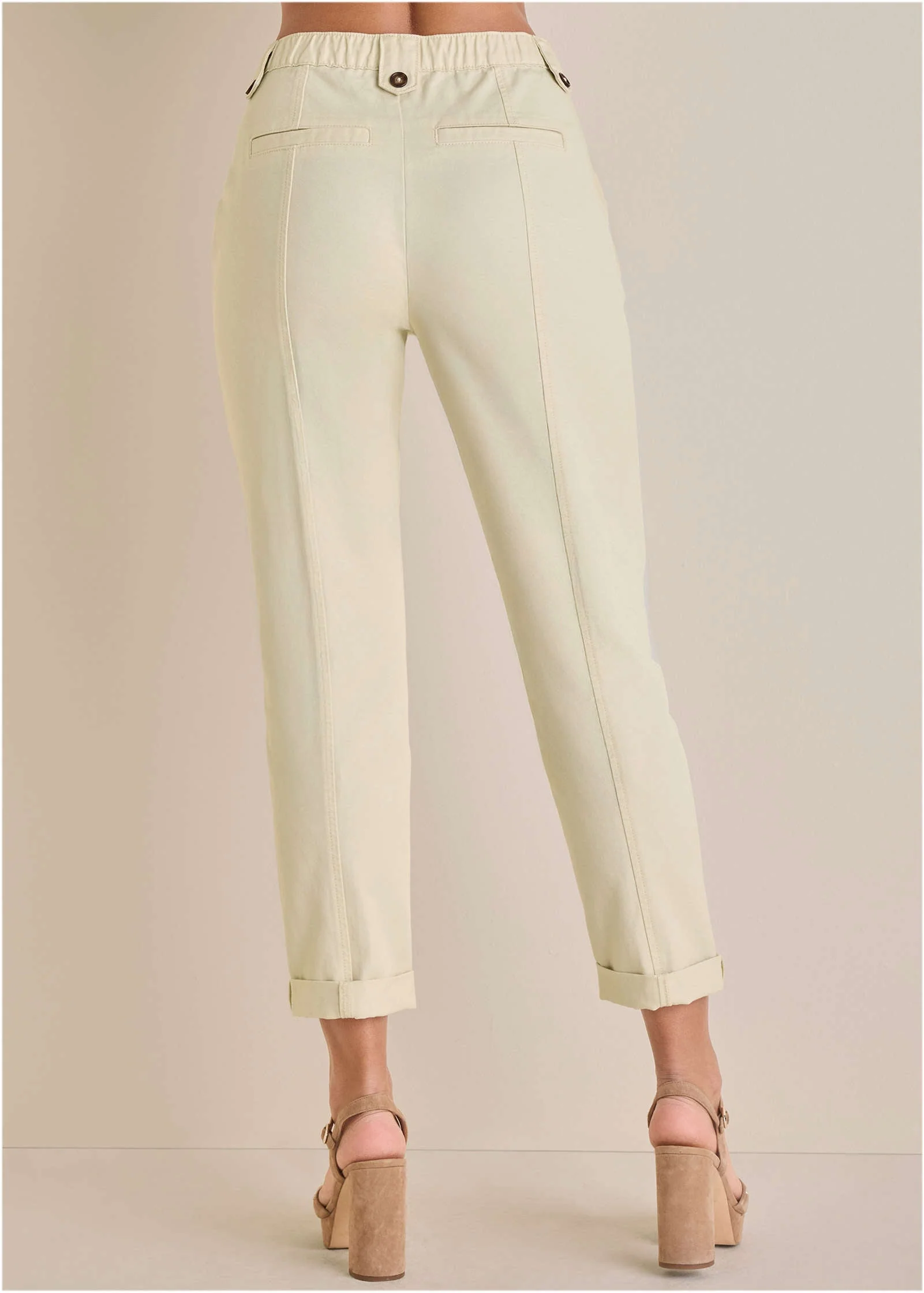Rolled Hem Chino Pant - Cream - Image 4