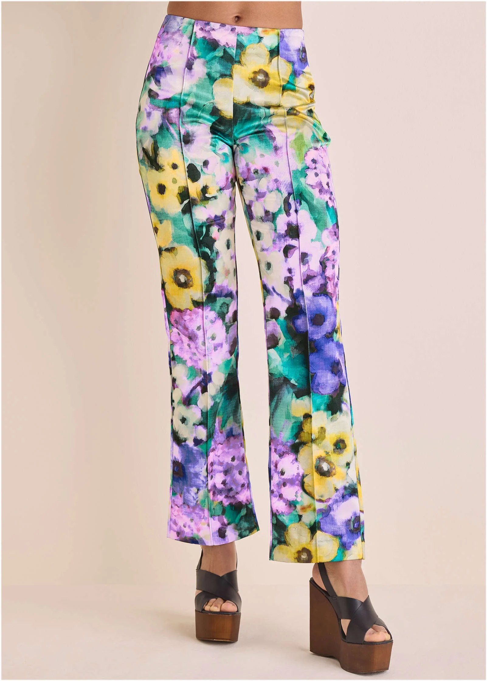 Satin Flare Pant - Monet's Garden - Image 2